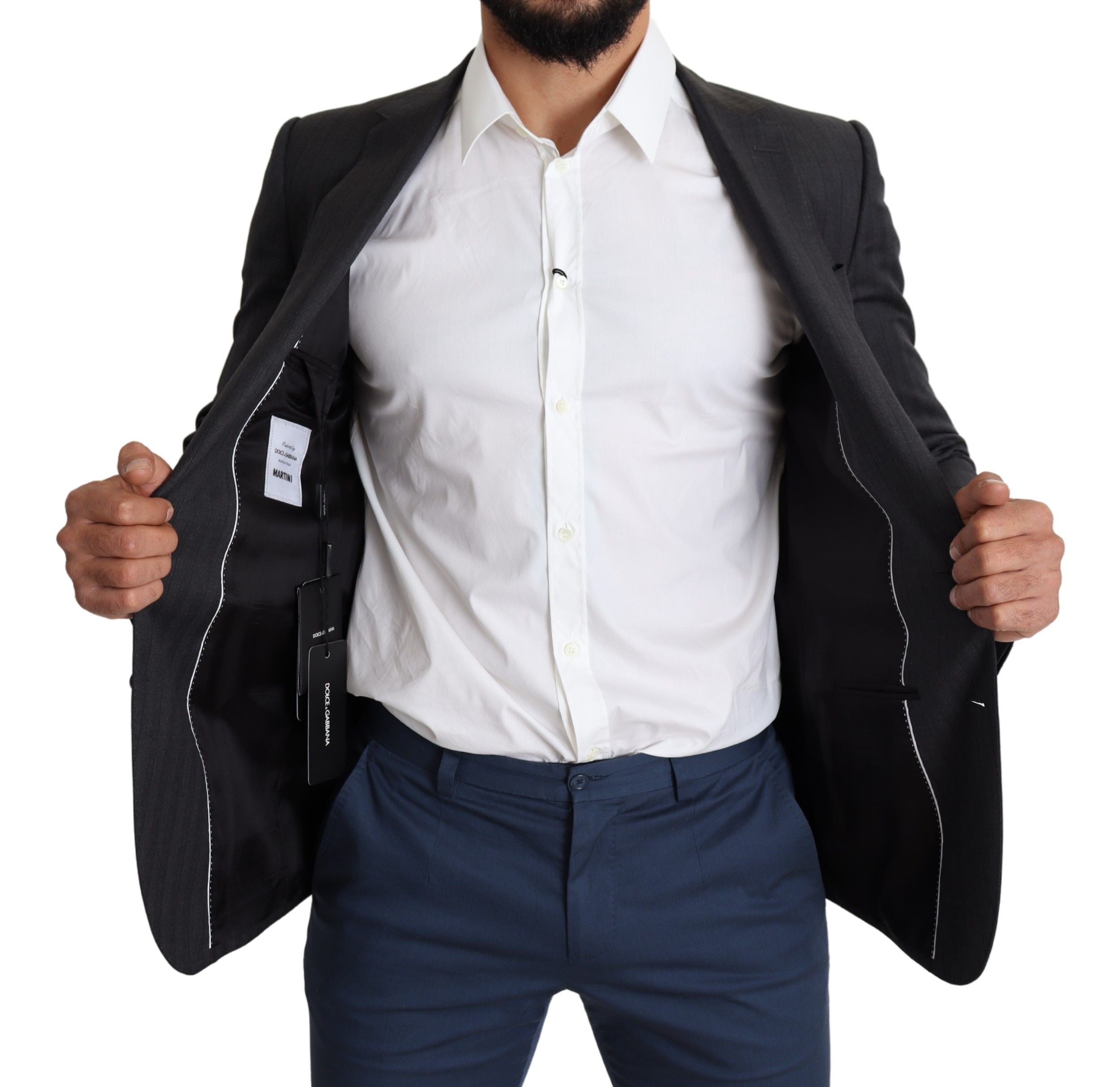 Elegant Black Virgin Wool Martini Blazer - ventzia