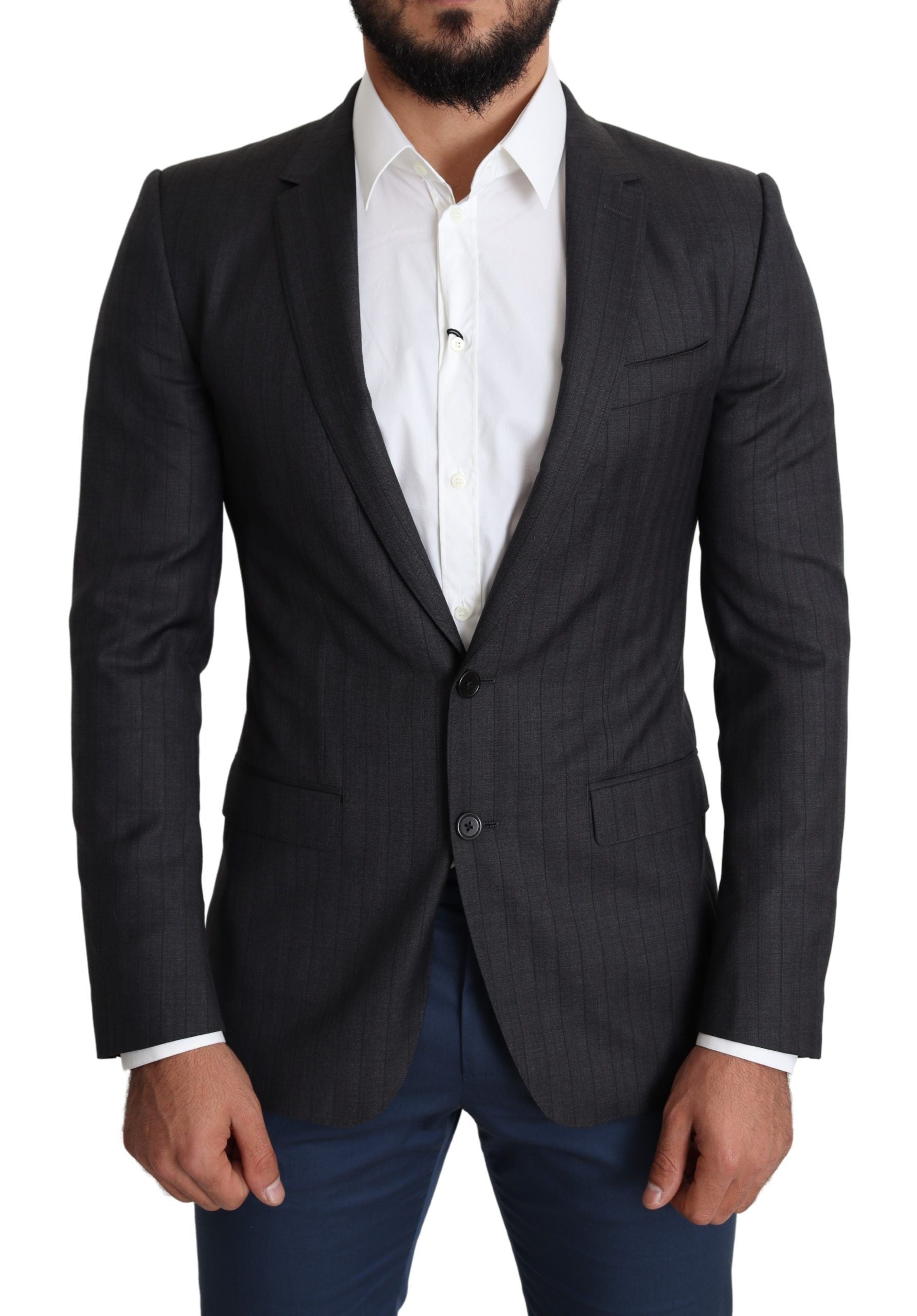 Elegant Black Virgin Wool Martini Blazer - ventzia
