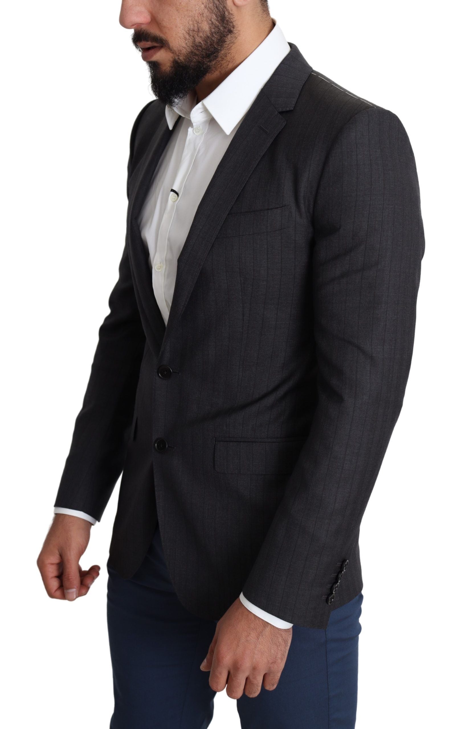 Elegant Black Virgin Wool Martini Blazer - ventzia