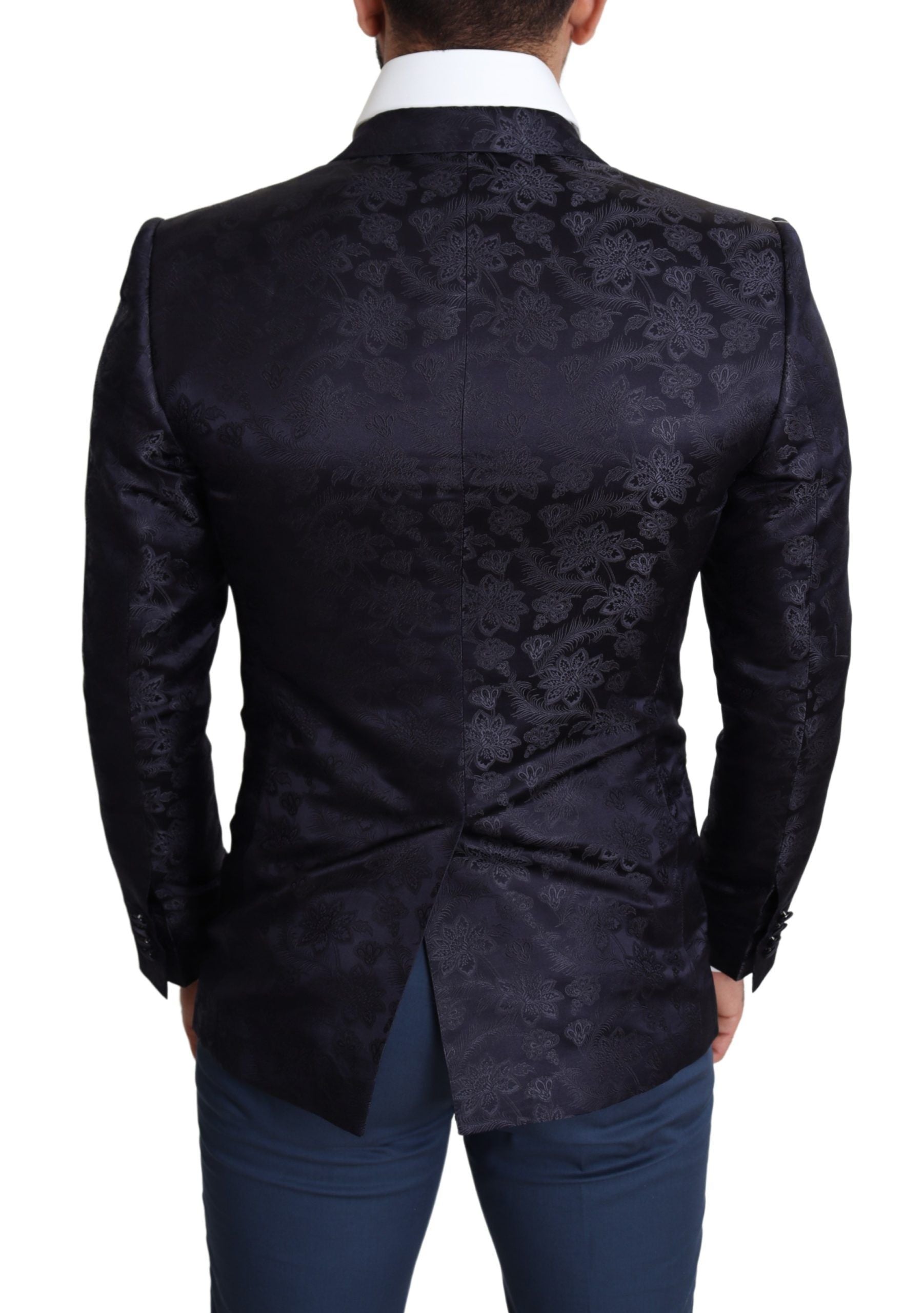 Elegant Silk Blend Martini Blazer in Blue - ventzia