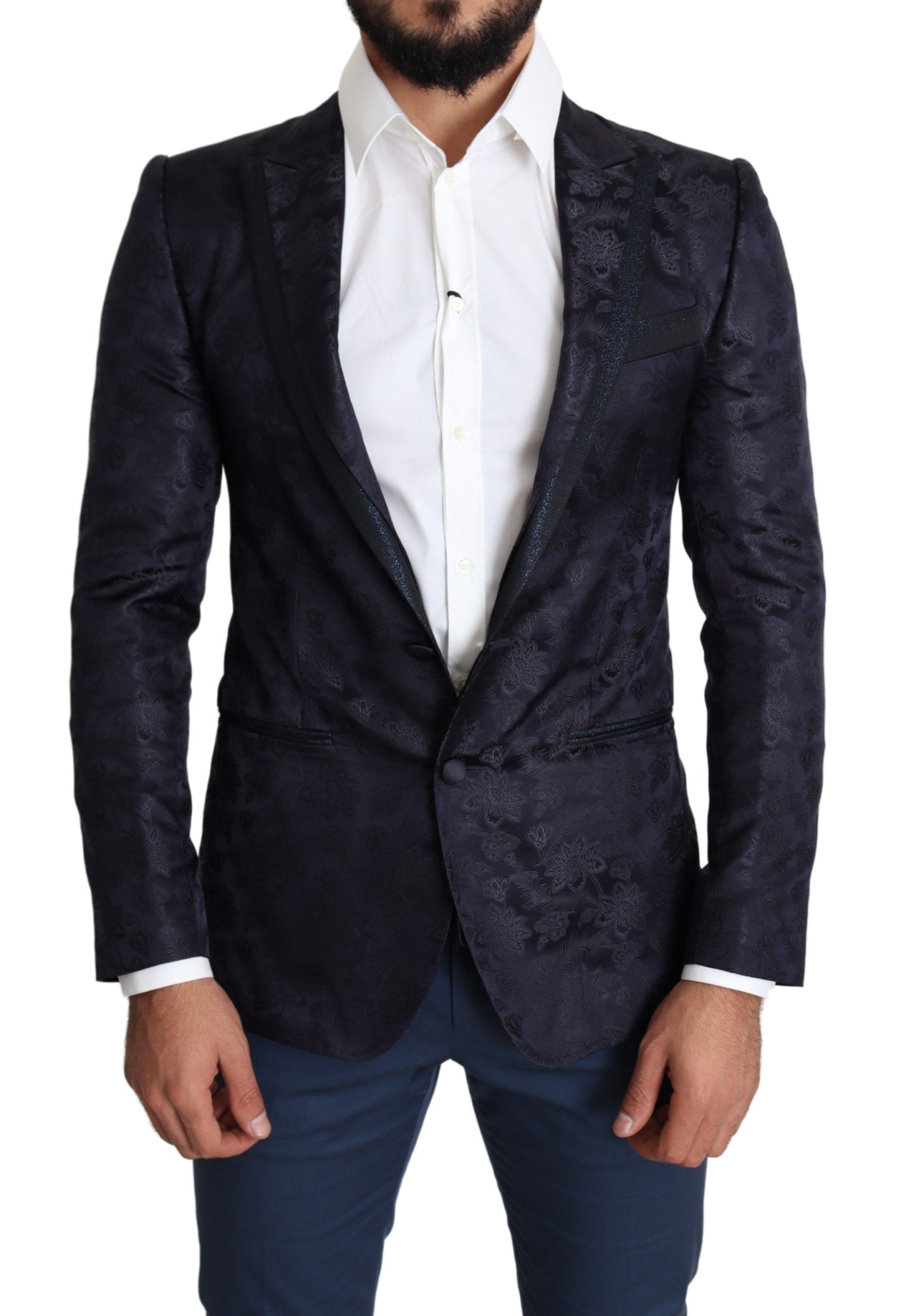 Elegant Silk Blend Martini Blazer in Blue - ventzia