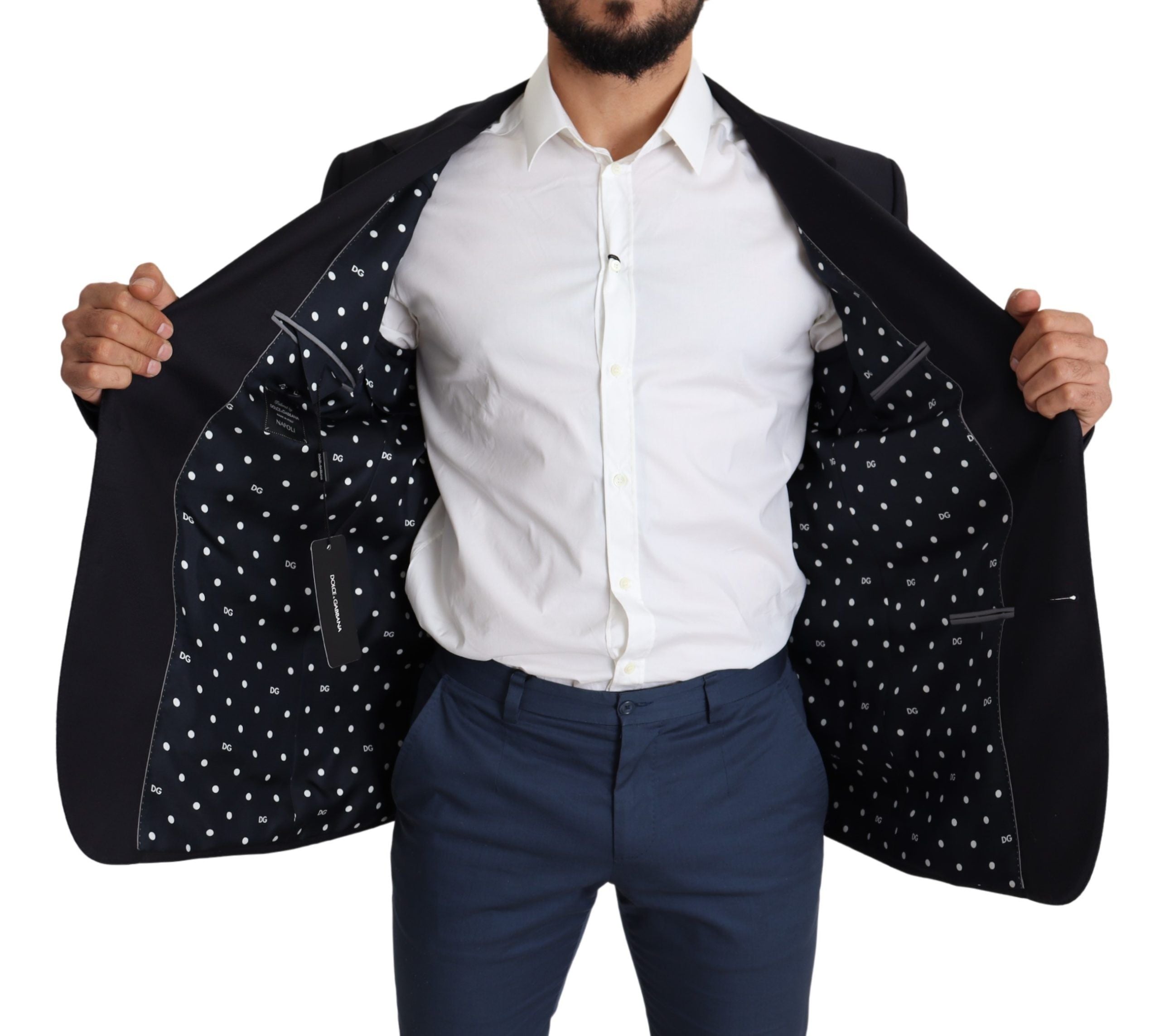 Elegant Black Virgin Wool Men's Blazer - ventzia