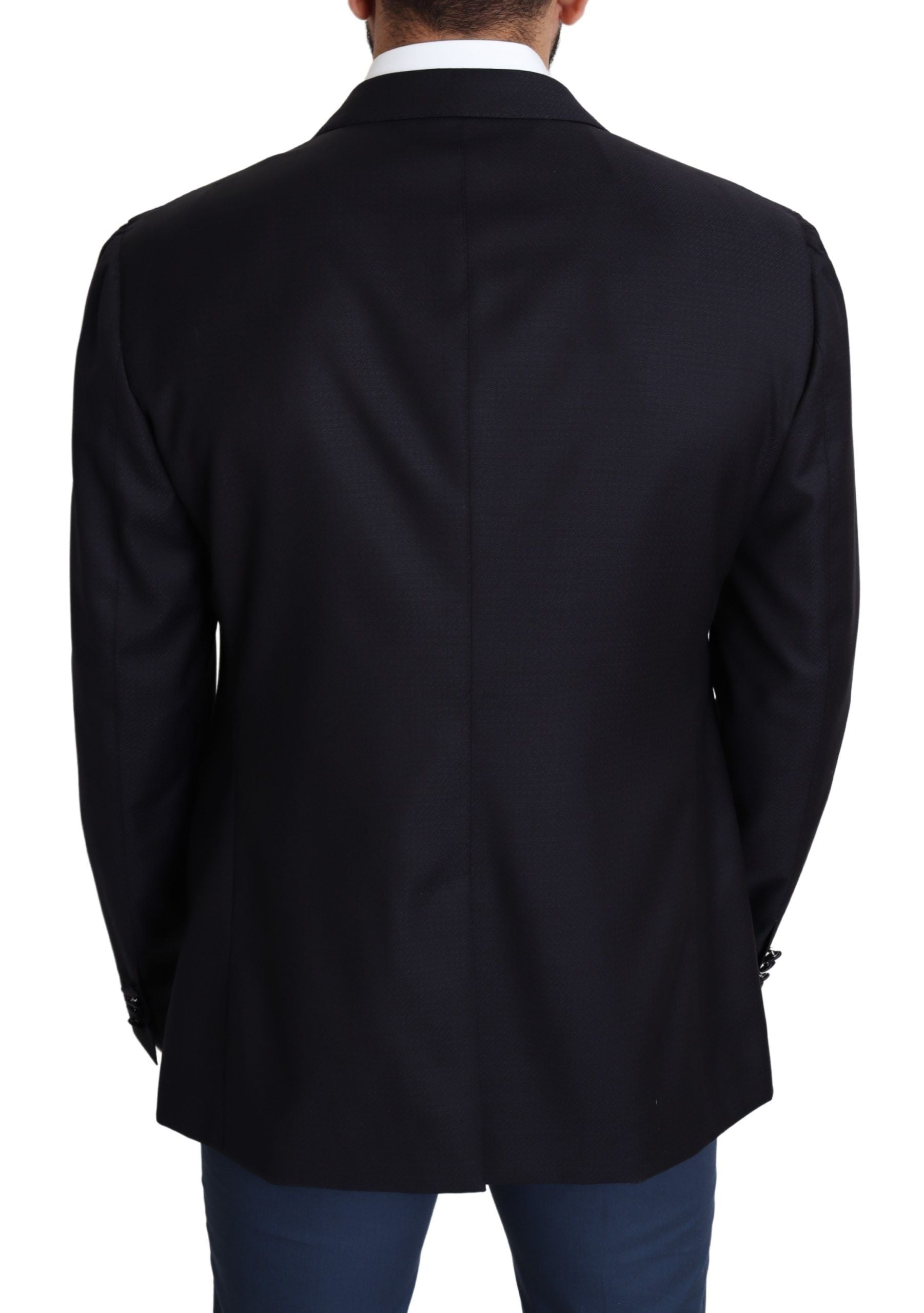 Elegant Black Virgin Wool Men's Blazer - ventzia