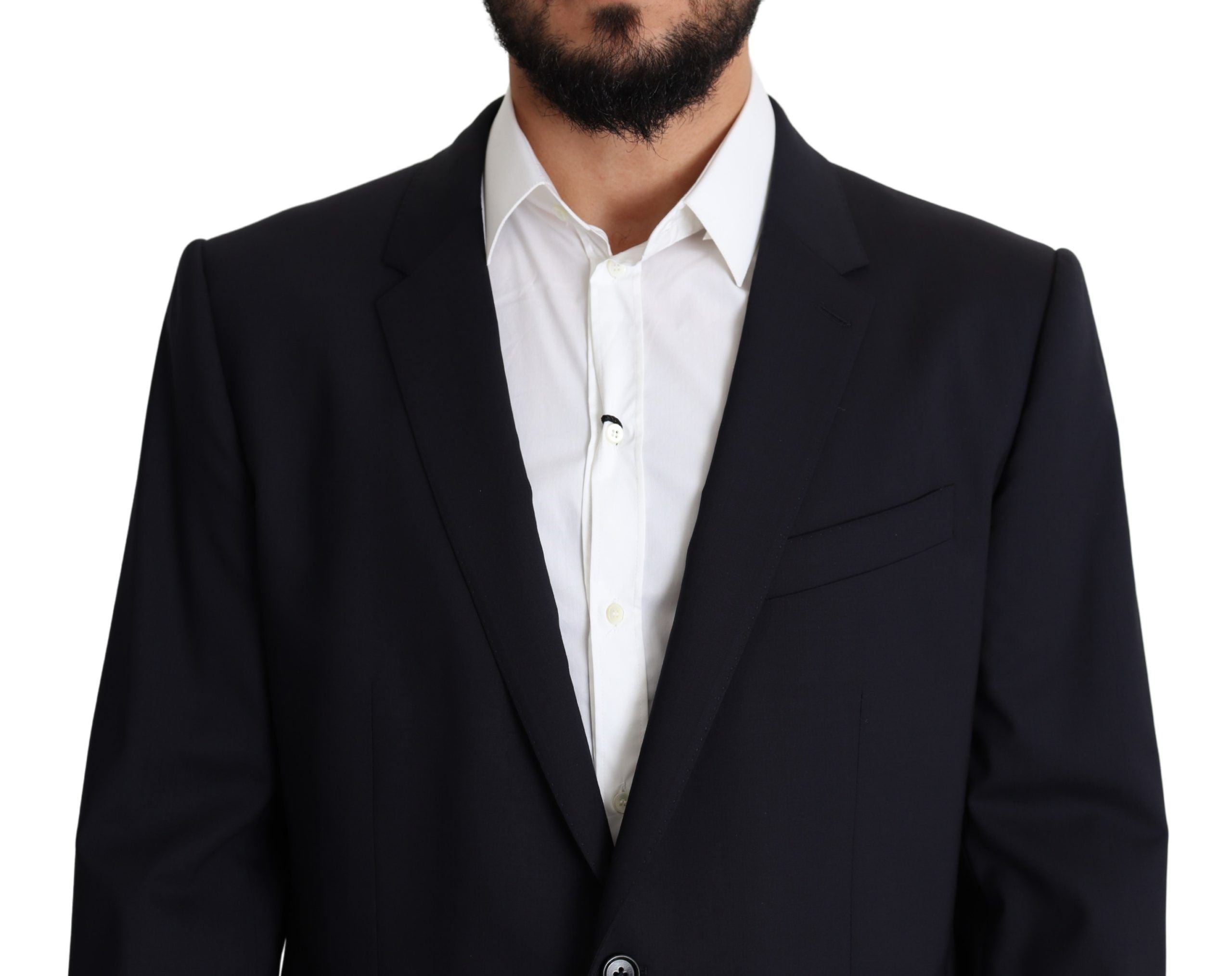 Exquisite Black Wool Stretch Martini Blazer - ventzia