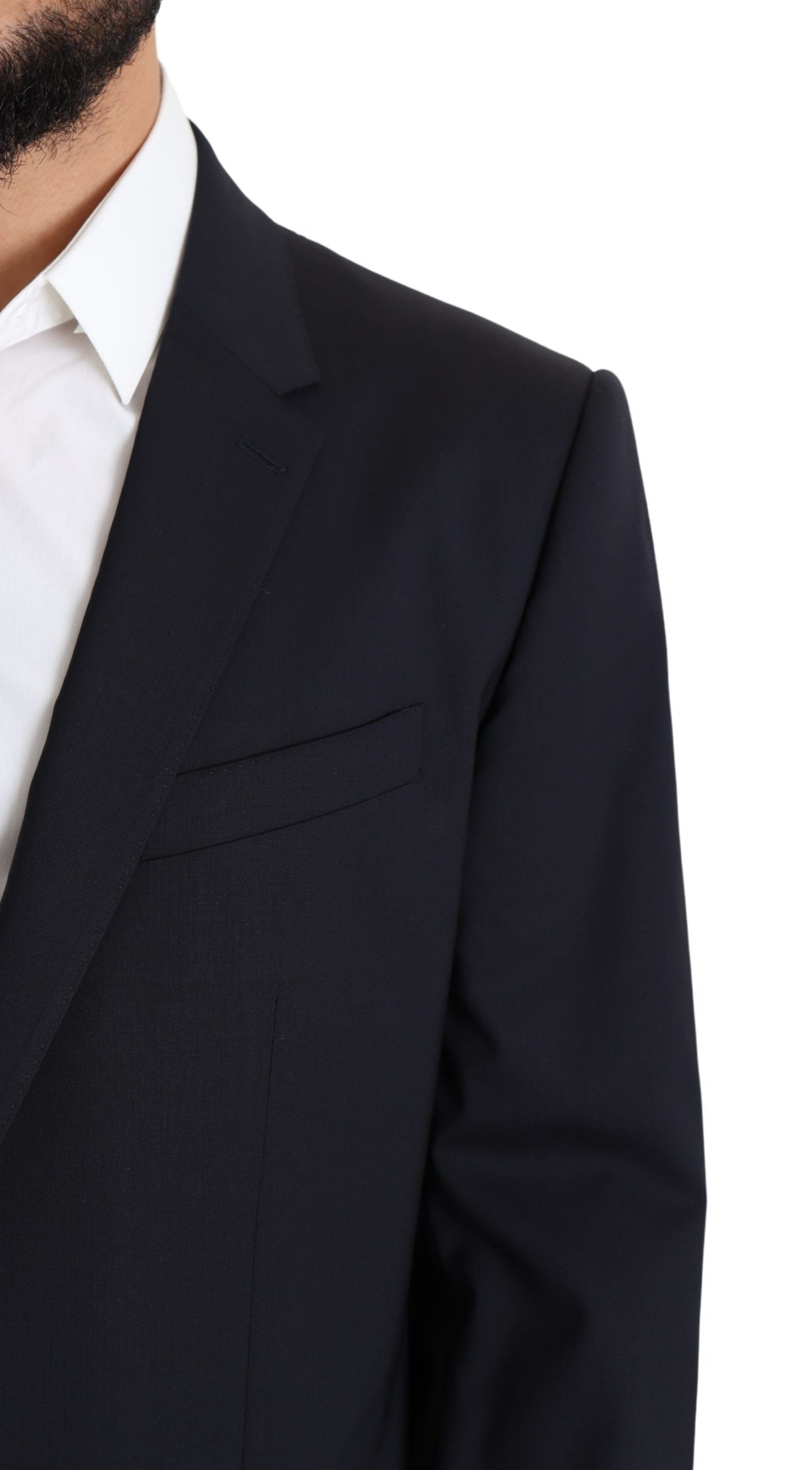 Exquisite Black Wool Stretch Martini Blazer - ventzia