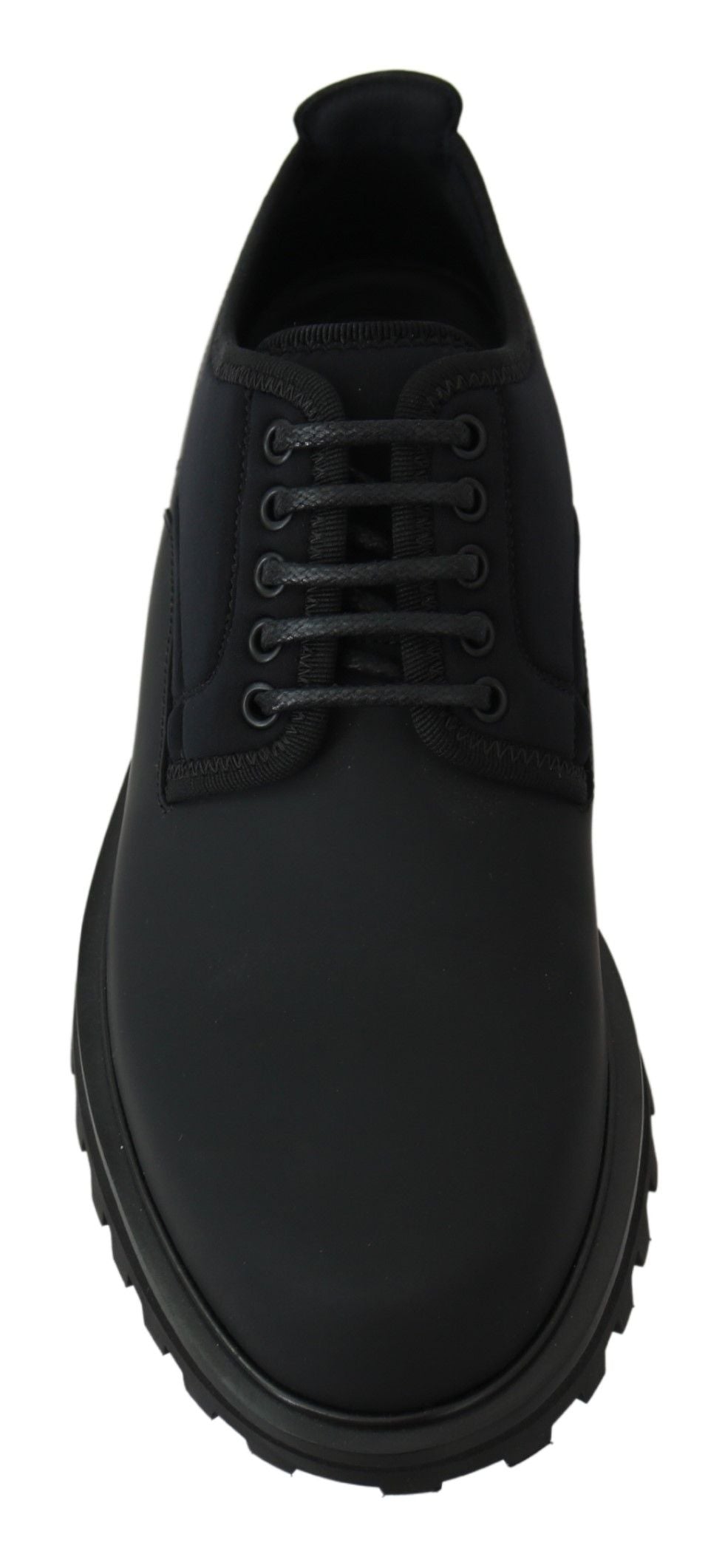 Elegant Black Calfskin Derby Shoes - ventzia