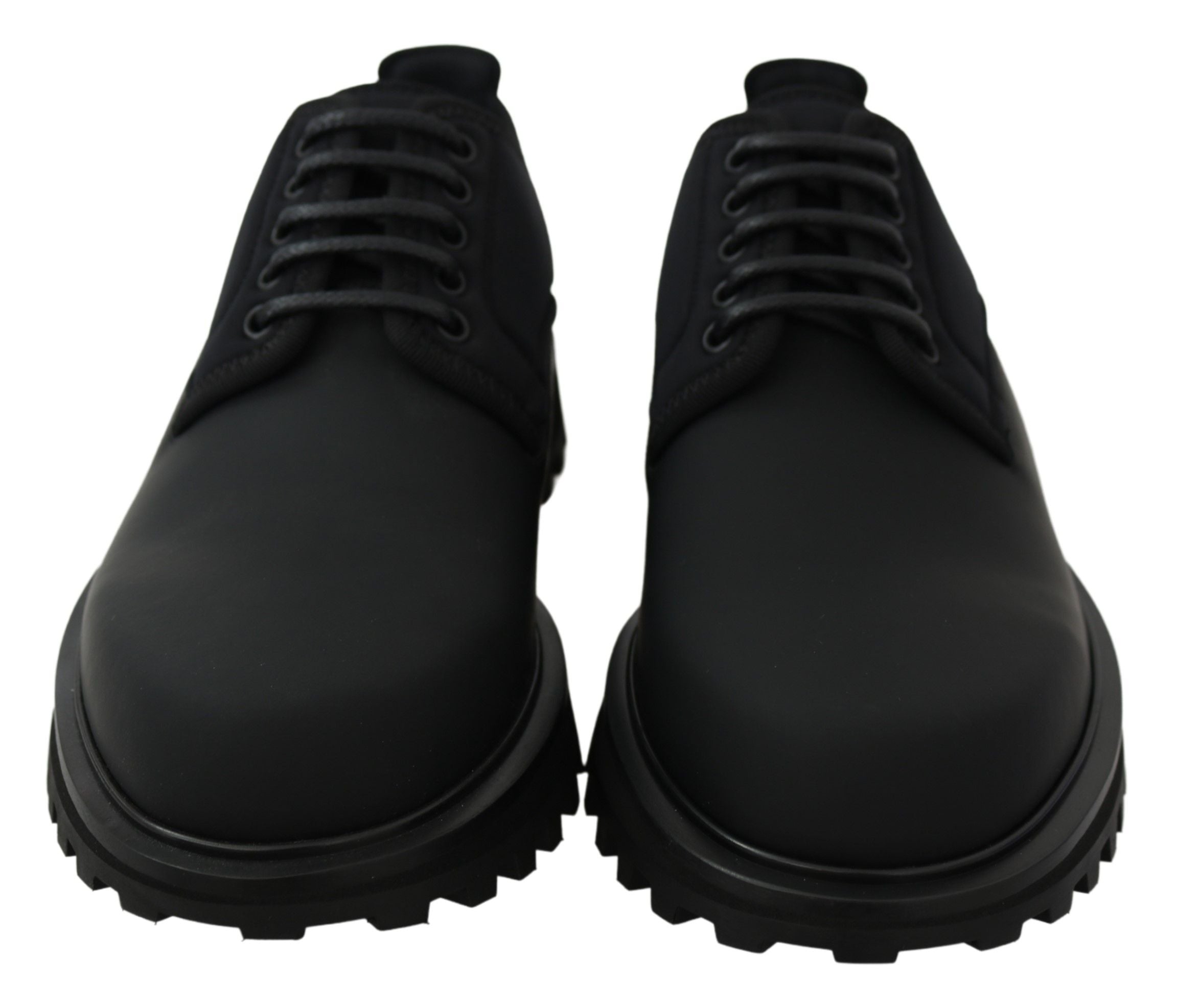 Elegant Black Calfskin Derby Shoes - ventzia
