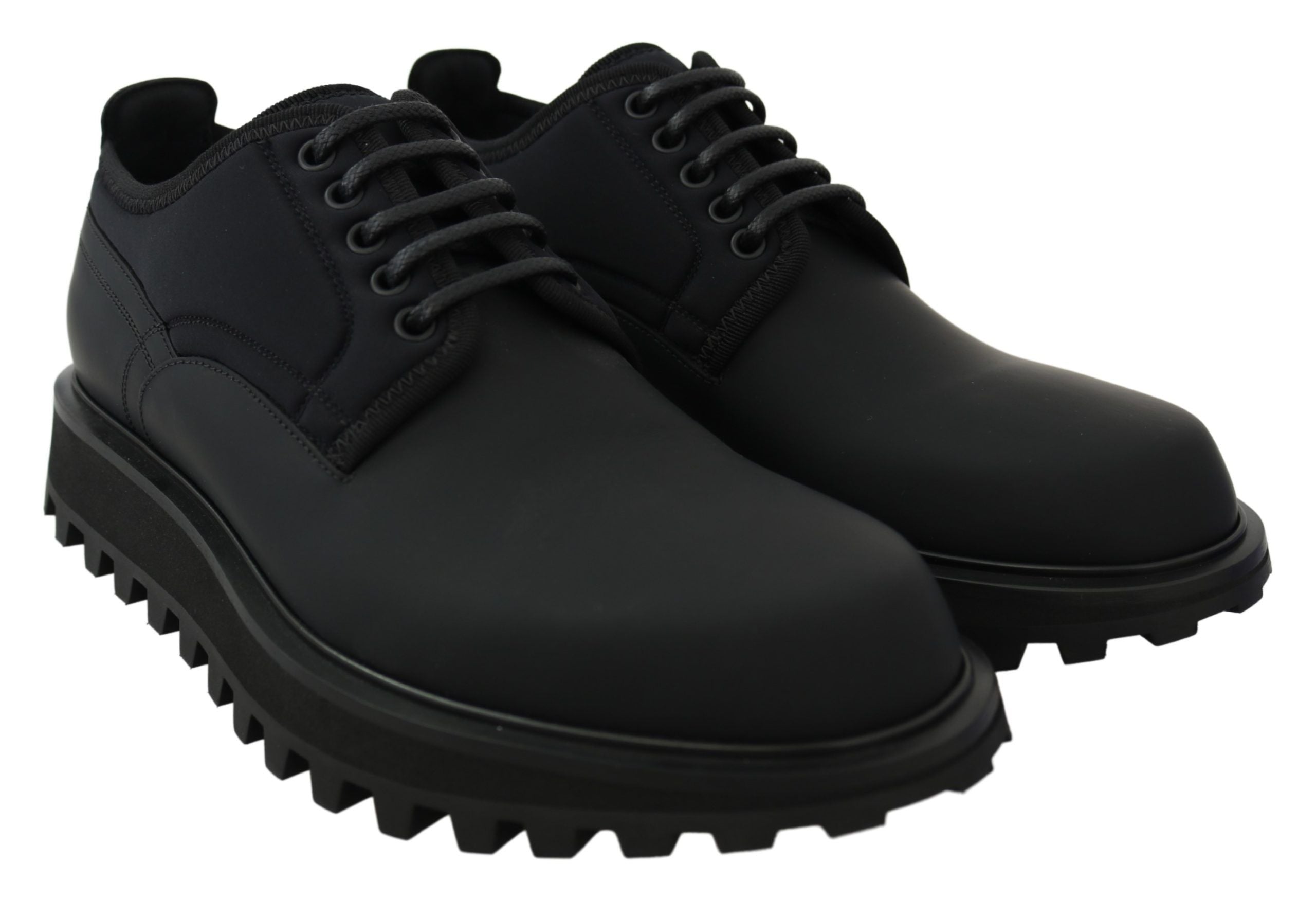 Elegant Black Calfskin Derby Shoes - ventzia