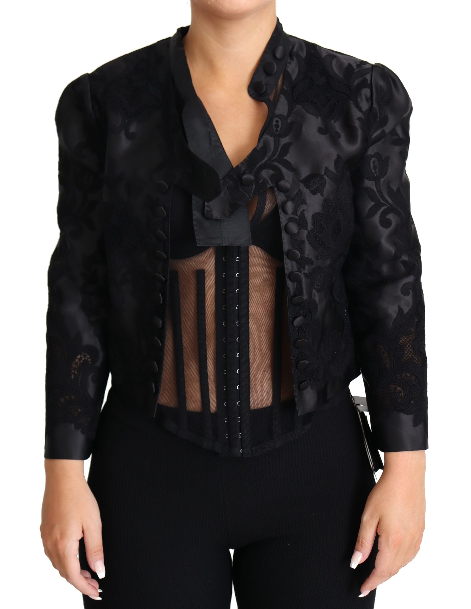 Embroidered Silk Blend Foliage Jacket - ventzia