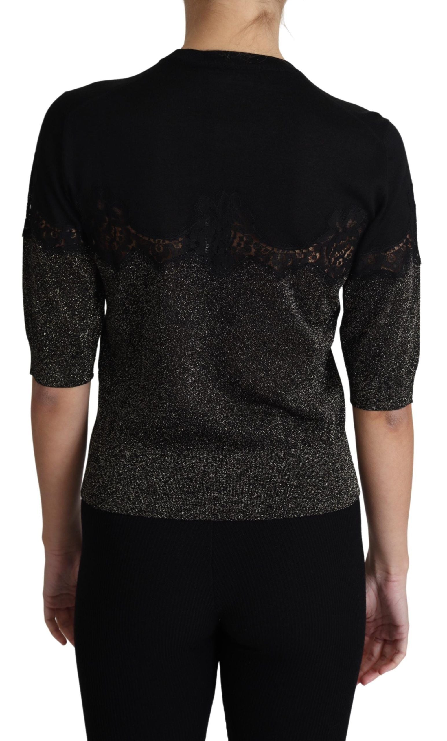 Elegant Lurex Threaded Jersey Lace Blouse - ventzia
