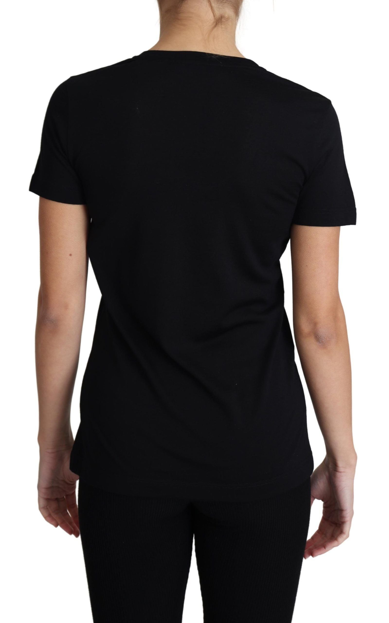 Elegant Black Wool Round Neck T-Shirt - ventzia