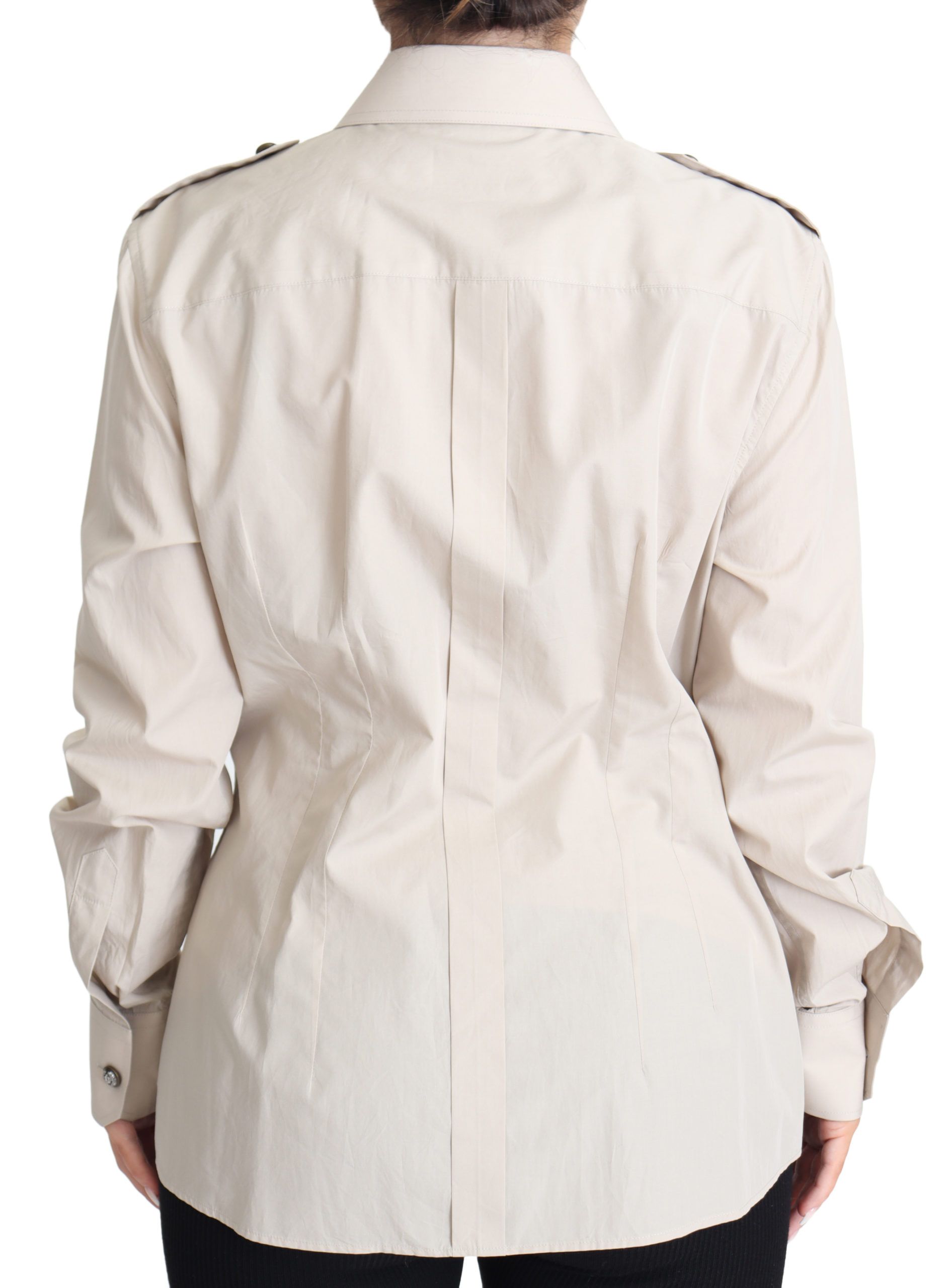 Elegant Beige Cotton Safari Shirt - ventzia