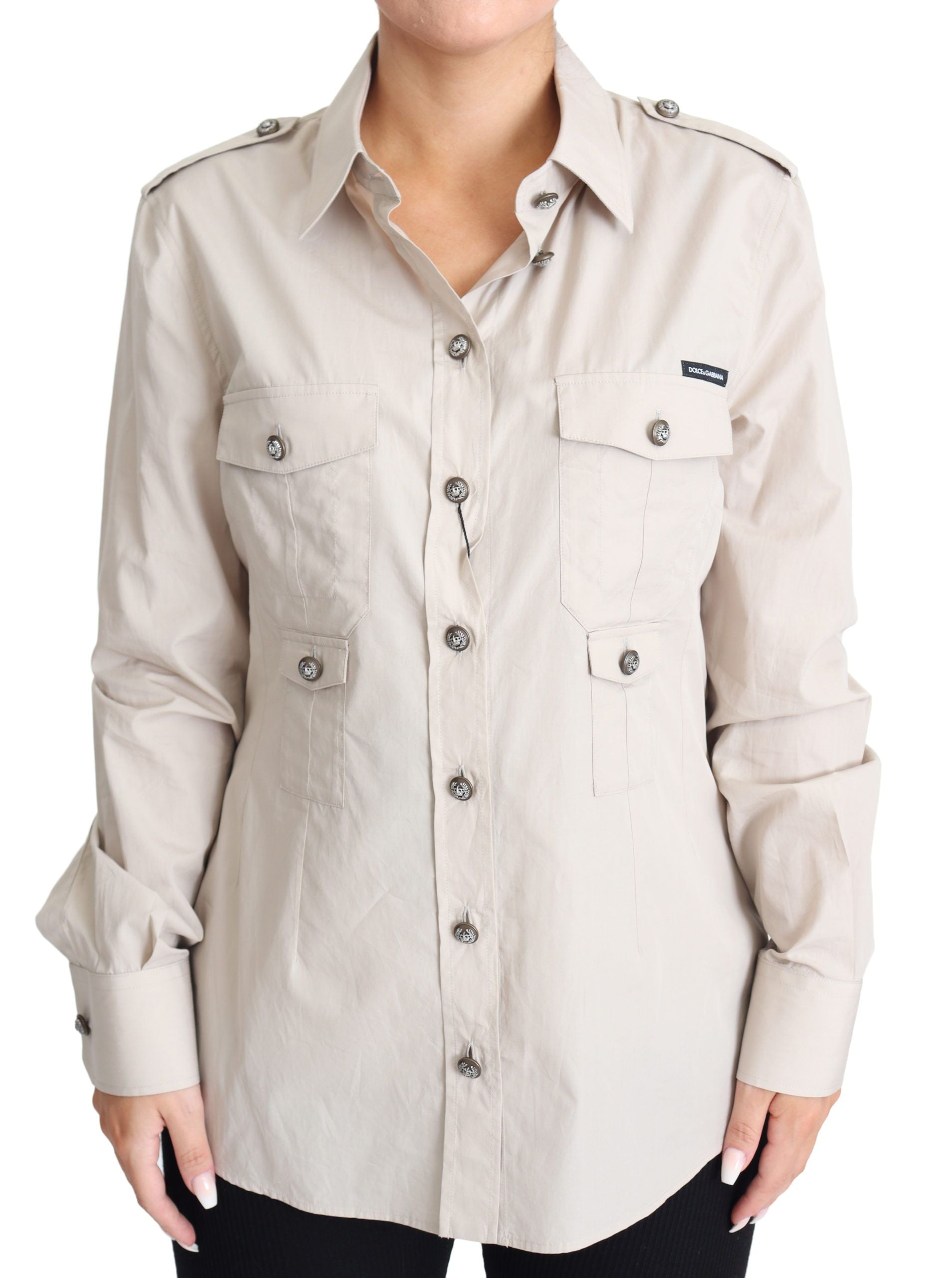 Elegant Beige Cotton Safari Shirt - ventzia
