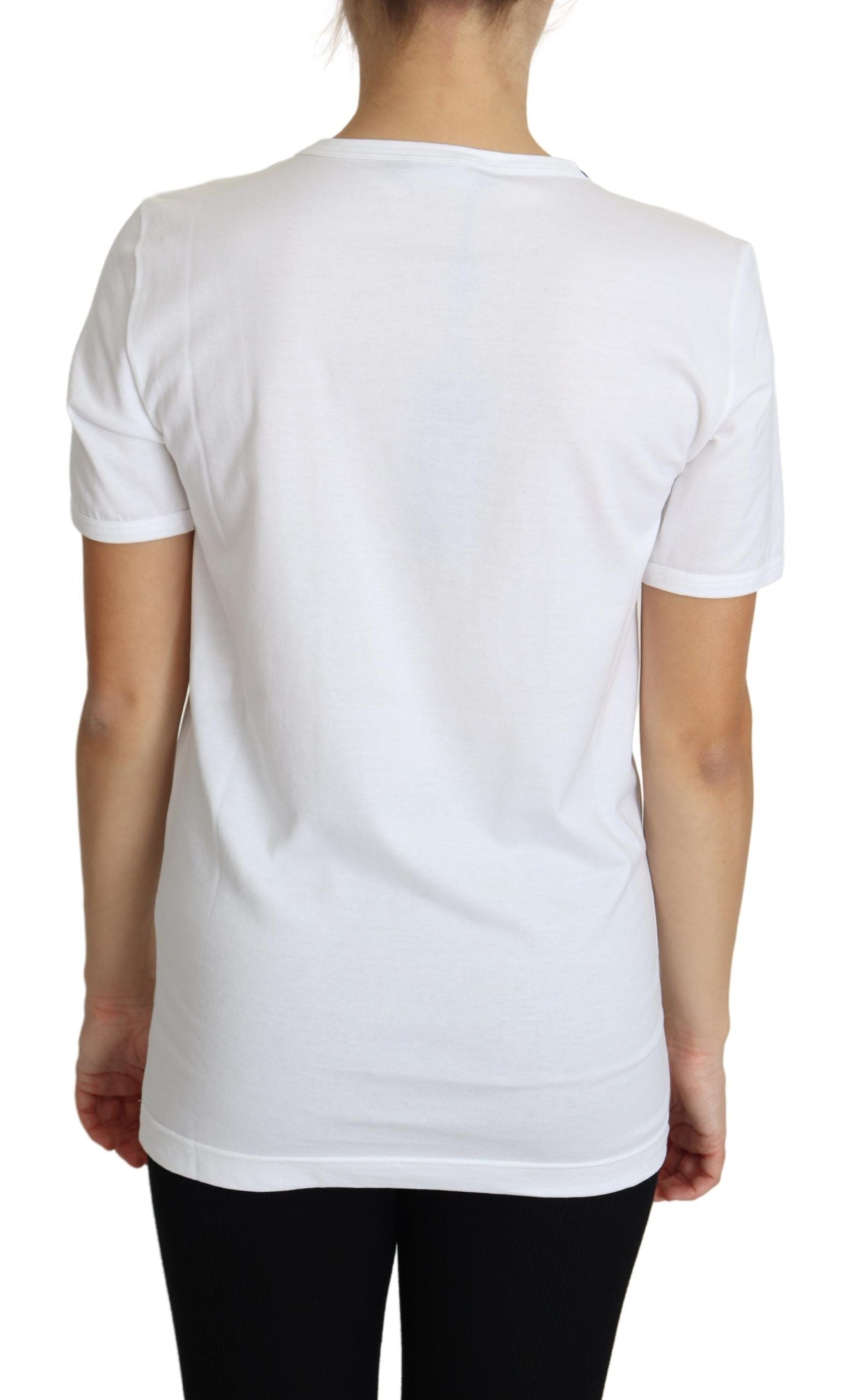 Crystal-Embellished White Cotton Tee - ventzia