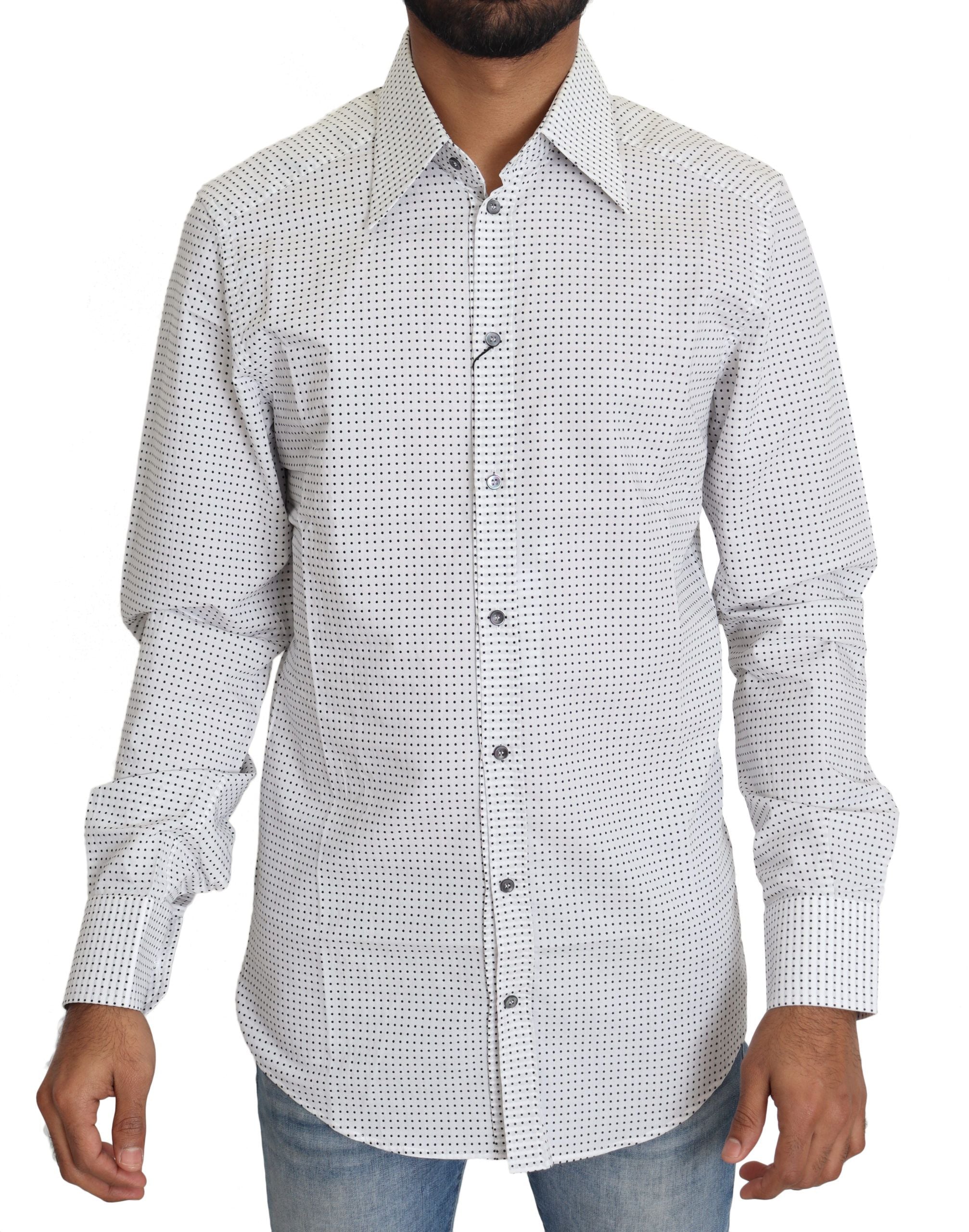 Elegant Slim Fit Polka Dot Dress Shirt - ventzia