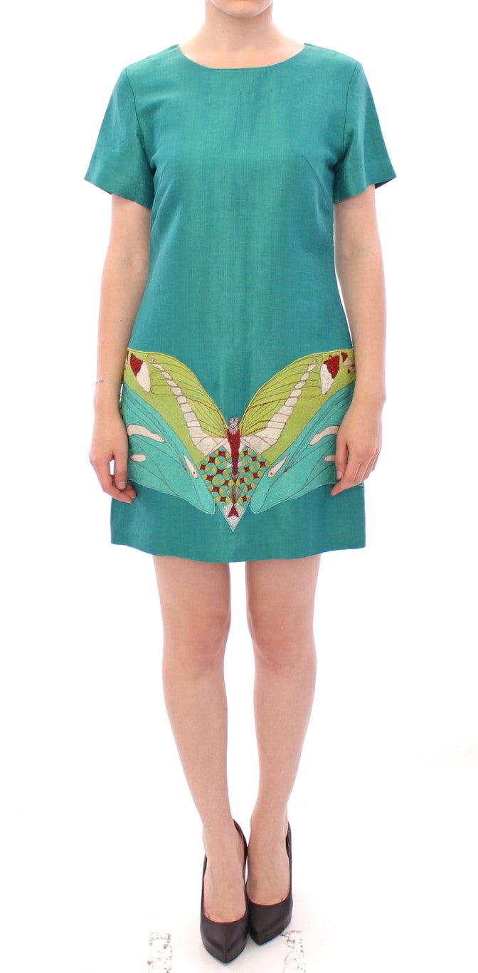 Elegant Embroidered Green Mini Dress - ventzia