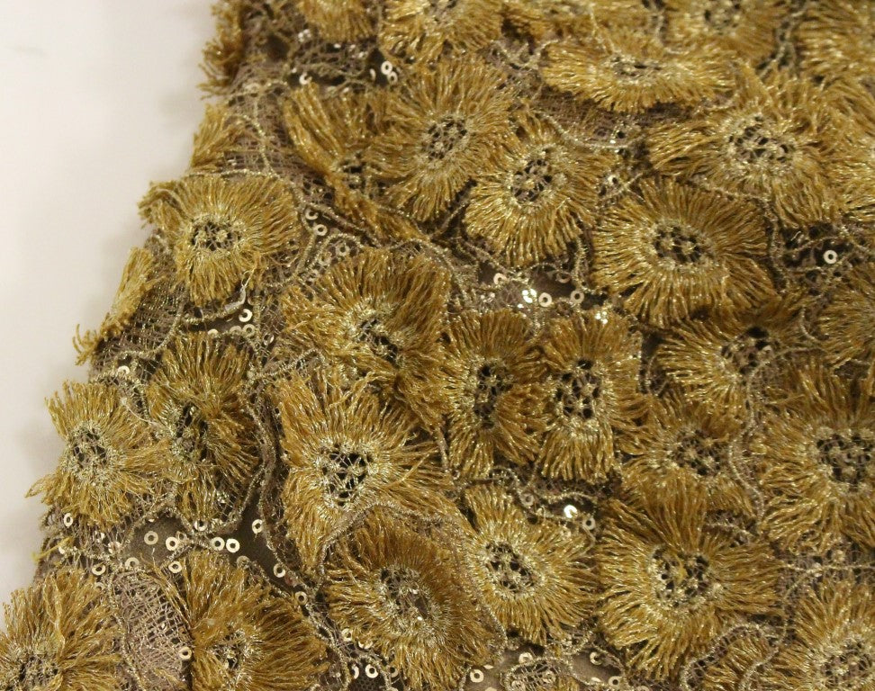 Exquisite Gold Lace Maxi Dress with Crystals - ventzia