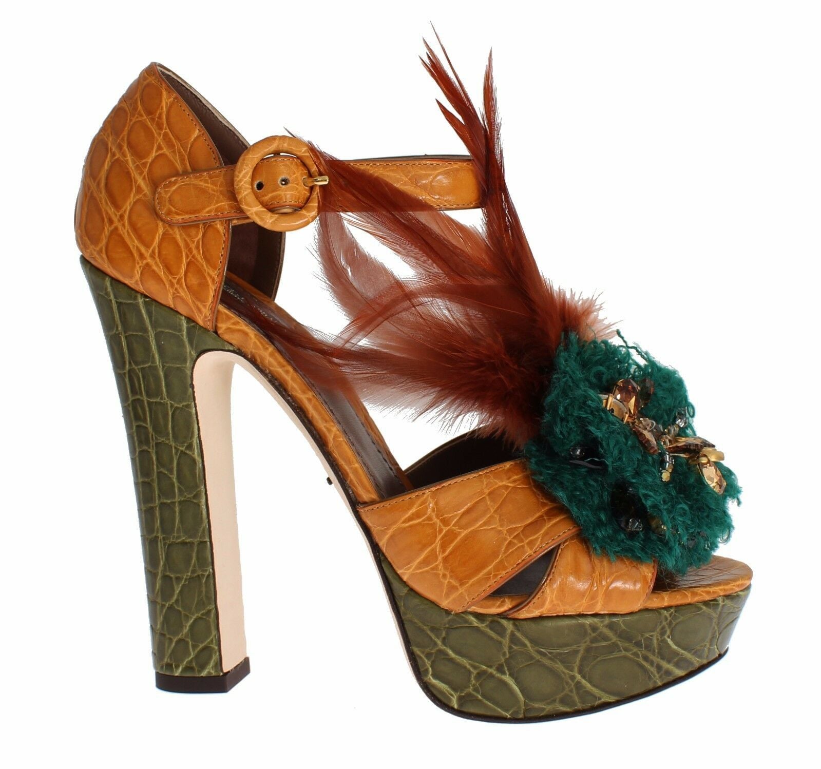 Multicolor Crystal Ankle Strap Platform Sandals - ventzia