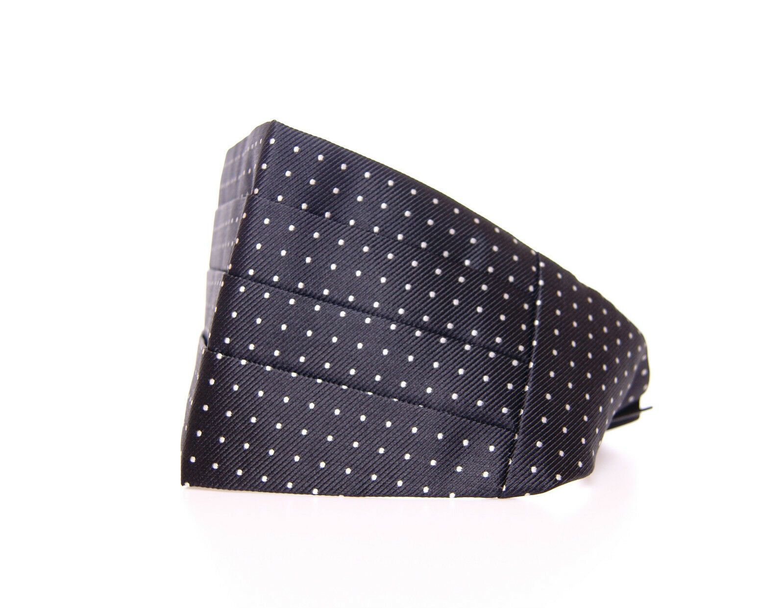 Elegant Black Silk Polka Dot Cummerbund - ventzia