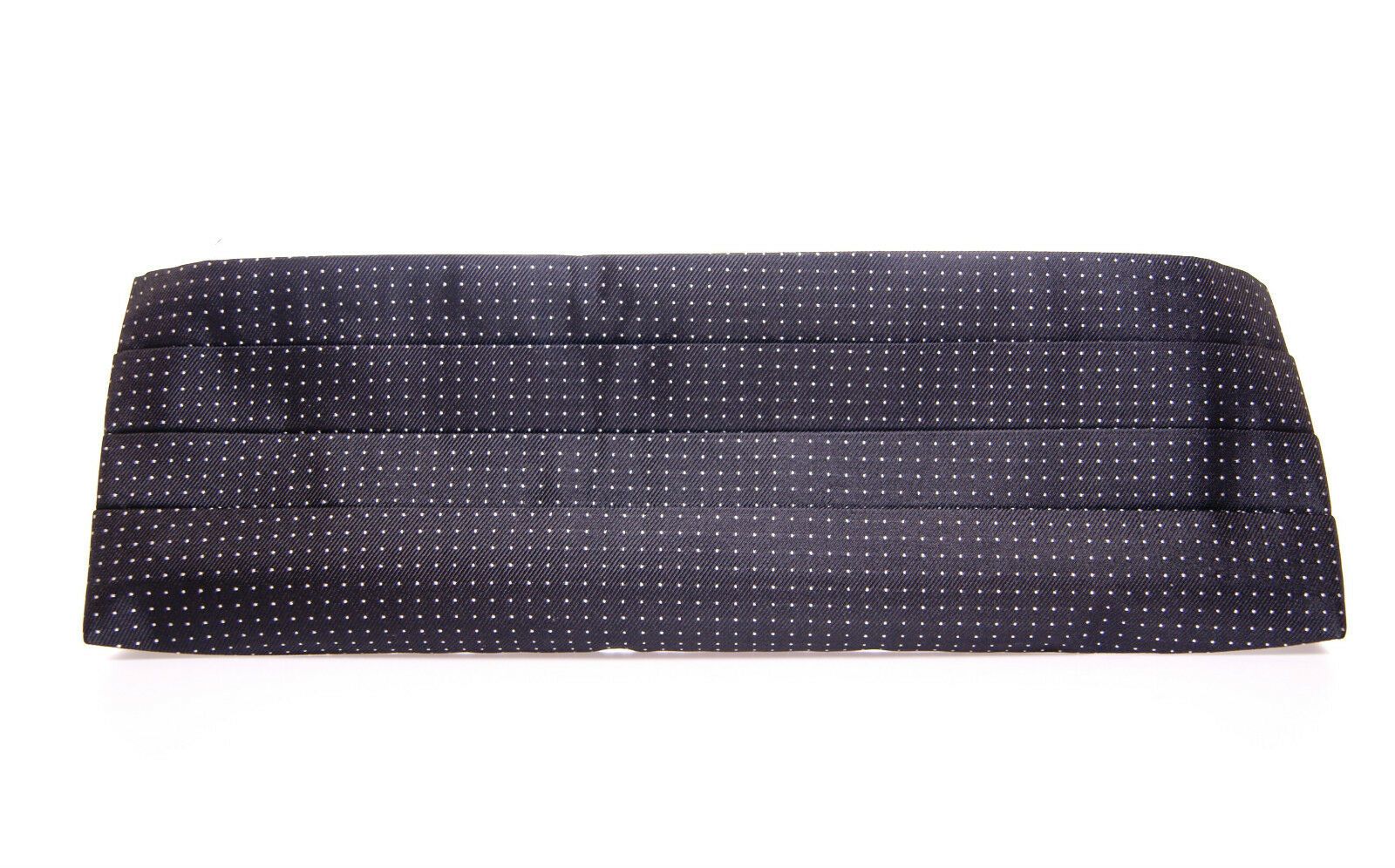 Elegant Black Silk Cummerbund with Polka Dots - ventzia