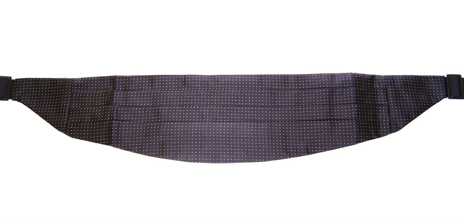 Elegant Black Silk Cummerbund with Polka Dots - ventzia