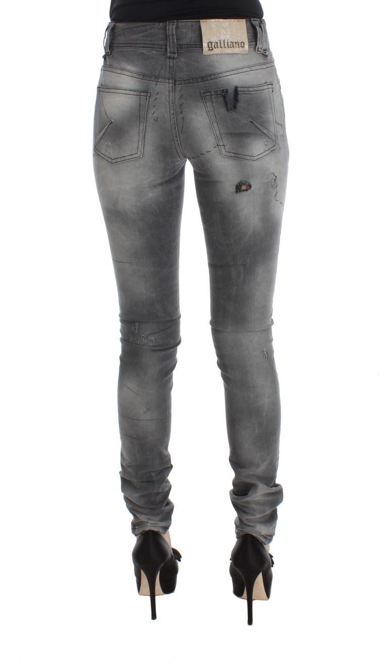 Chic Gray Slim Fit Designer Jeans - ventzia