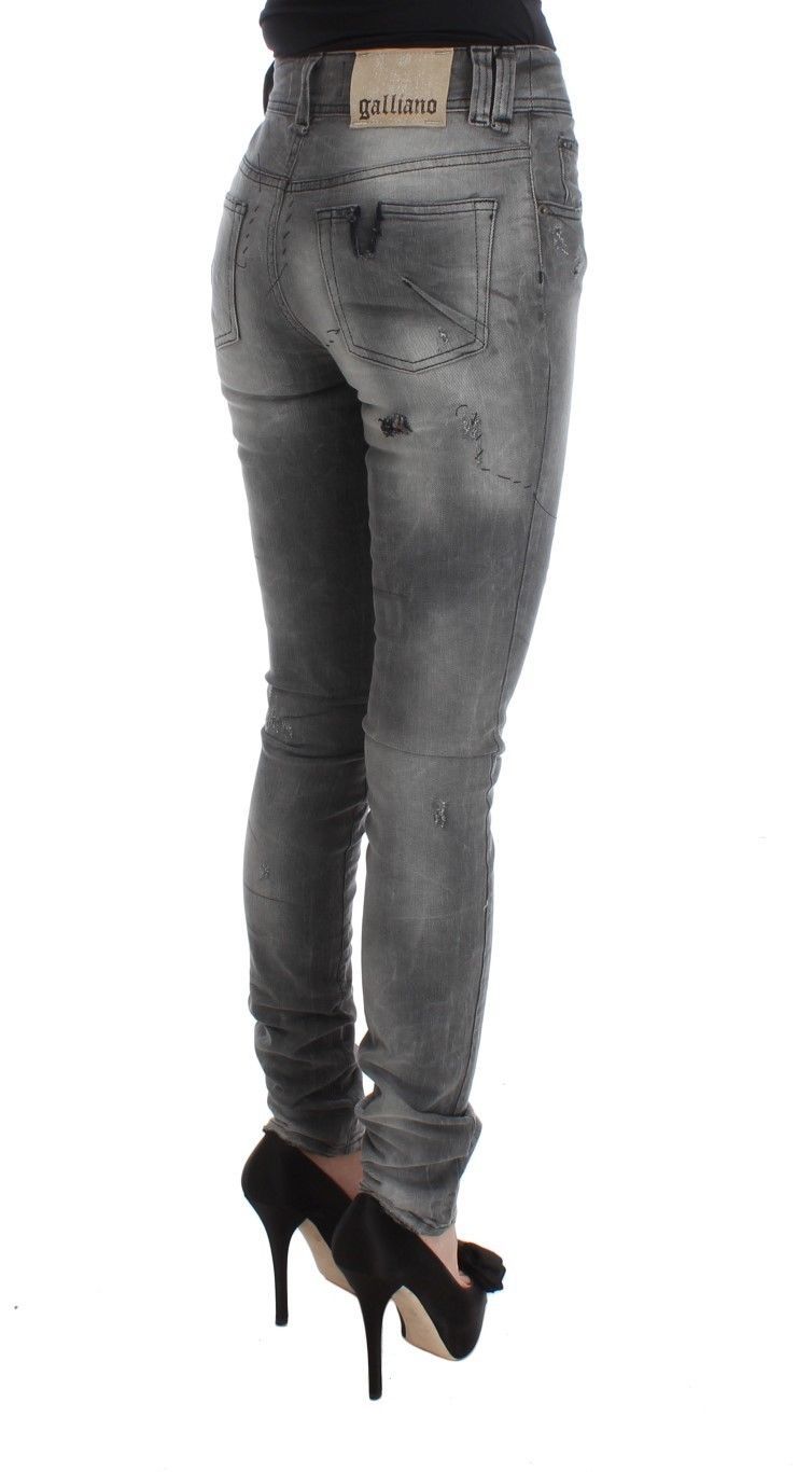 Chic Gray Slim Fit Designer Jeans - ventzia
