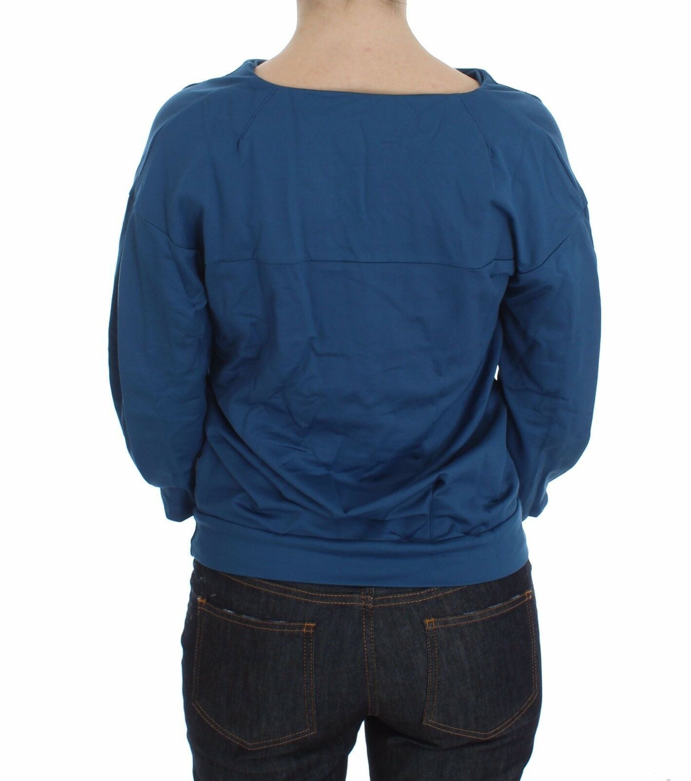 Elegant Deep V-Neck Sweater in Blue - ventzia