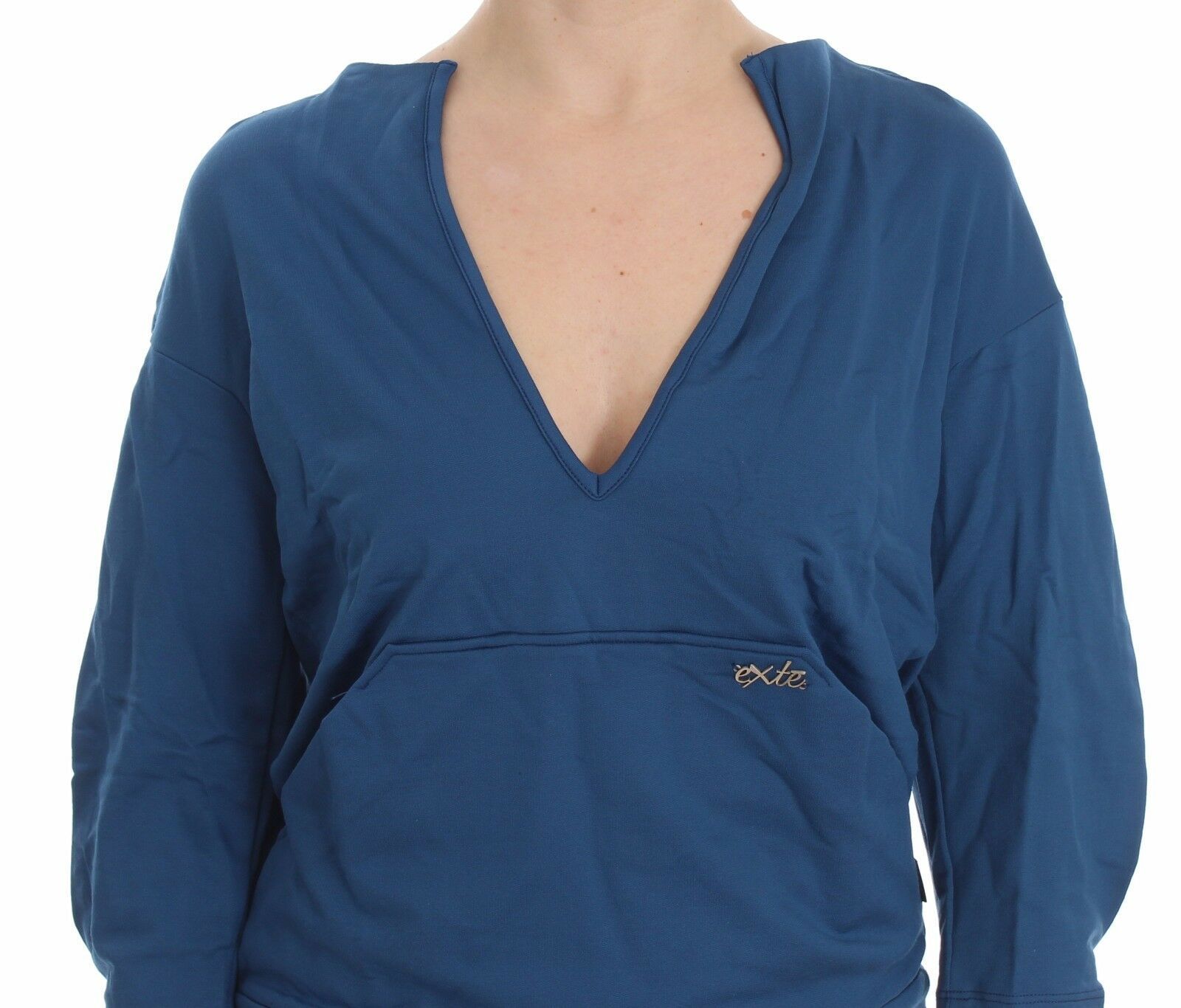 Elegant Deep V-Neck Sweater in Blue - ventzia