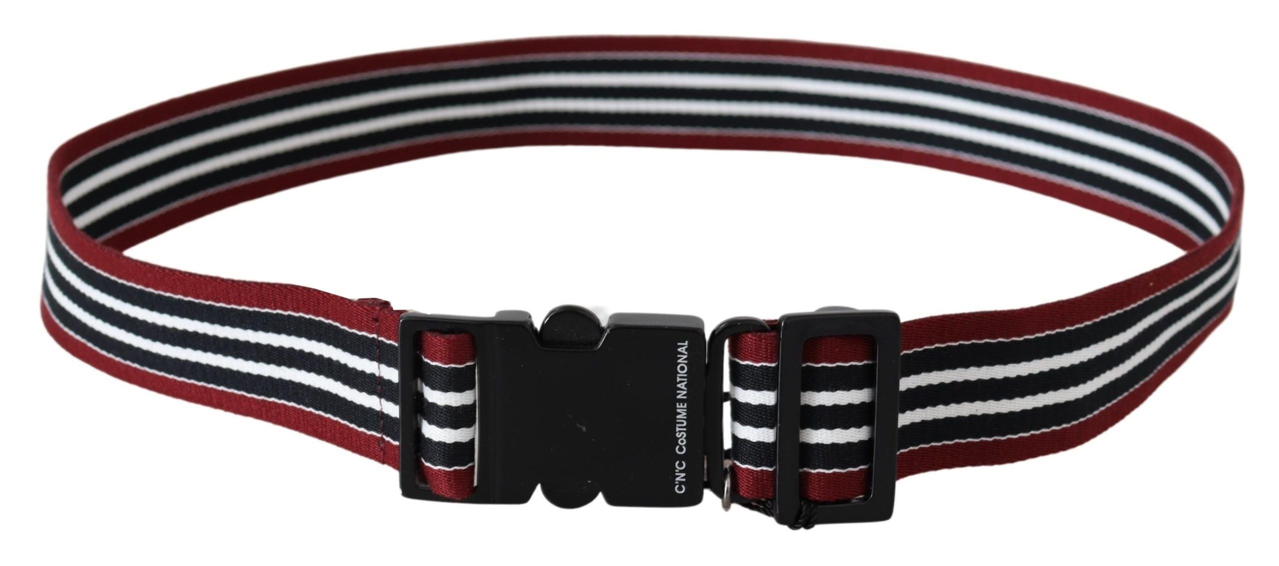 Striped Leather Fashion Belt in Black & Red - ventzia