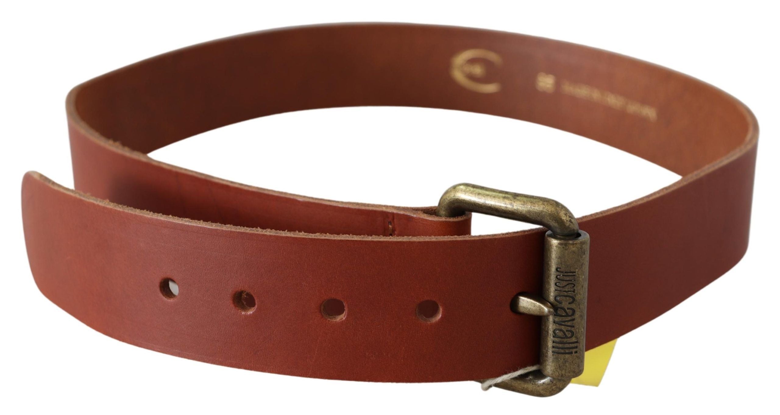 Chic Brown Leather Logo Waist Belt - ventzia