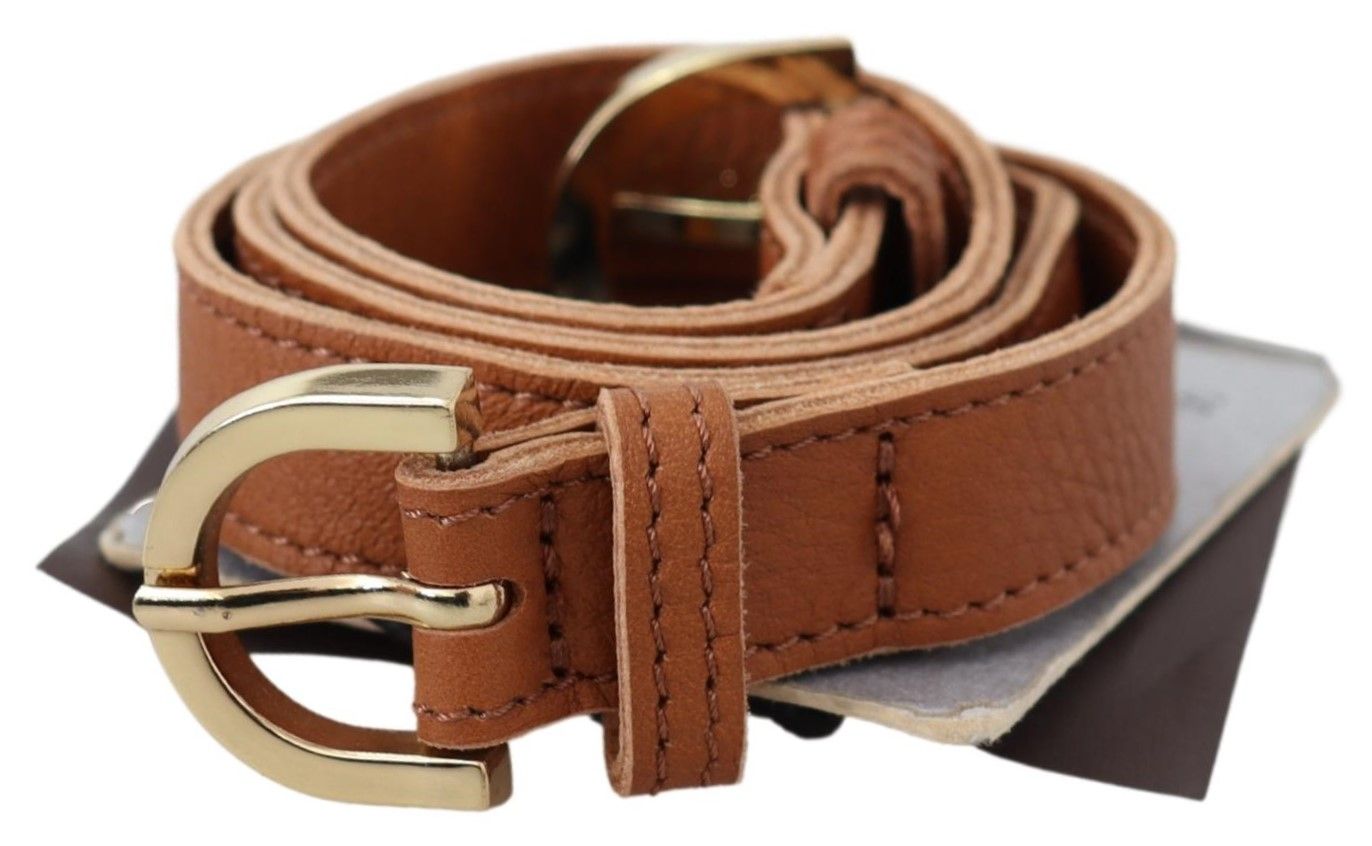 Elegant Brown Leather Double Buckle Belt - ventzia