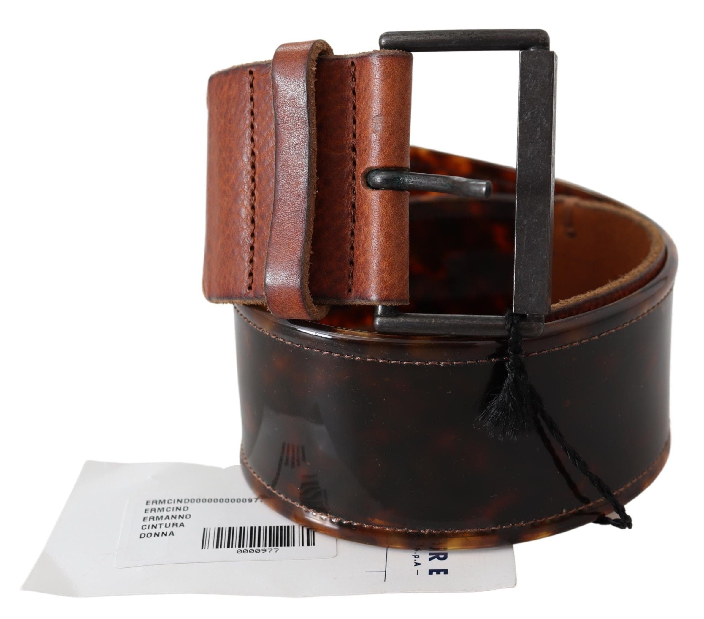 Elegant Dark Brown Leather Belt with Vintage Buckle - ventzia