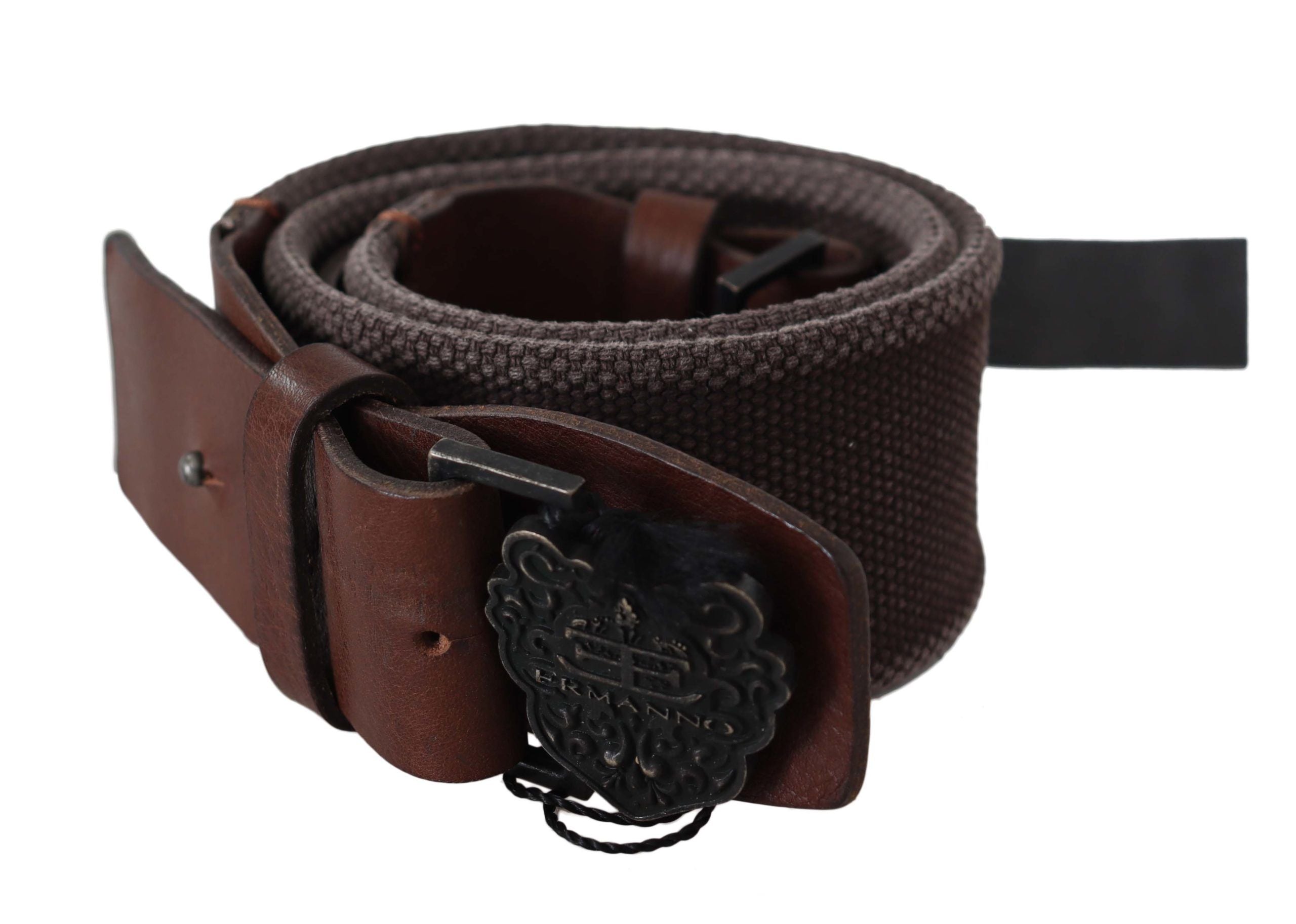 Classic Dark Brown Leather Belt with Logo Buckle - ventzia