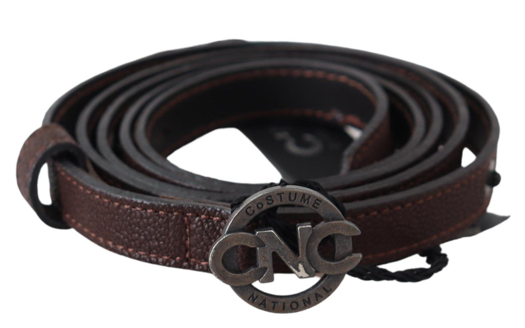 Elegant Brown Leather Belt with Rustic Hardware - ventzia