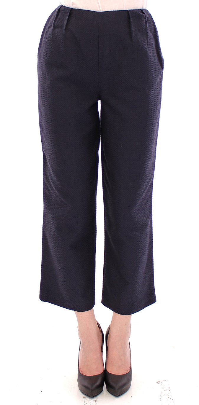 Chic Cropped Blue Pants - Exquisite Craftsmanship - ventzia