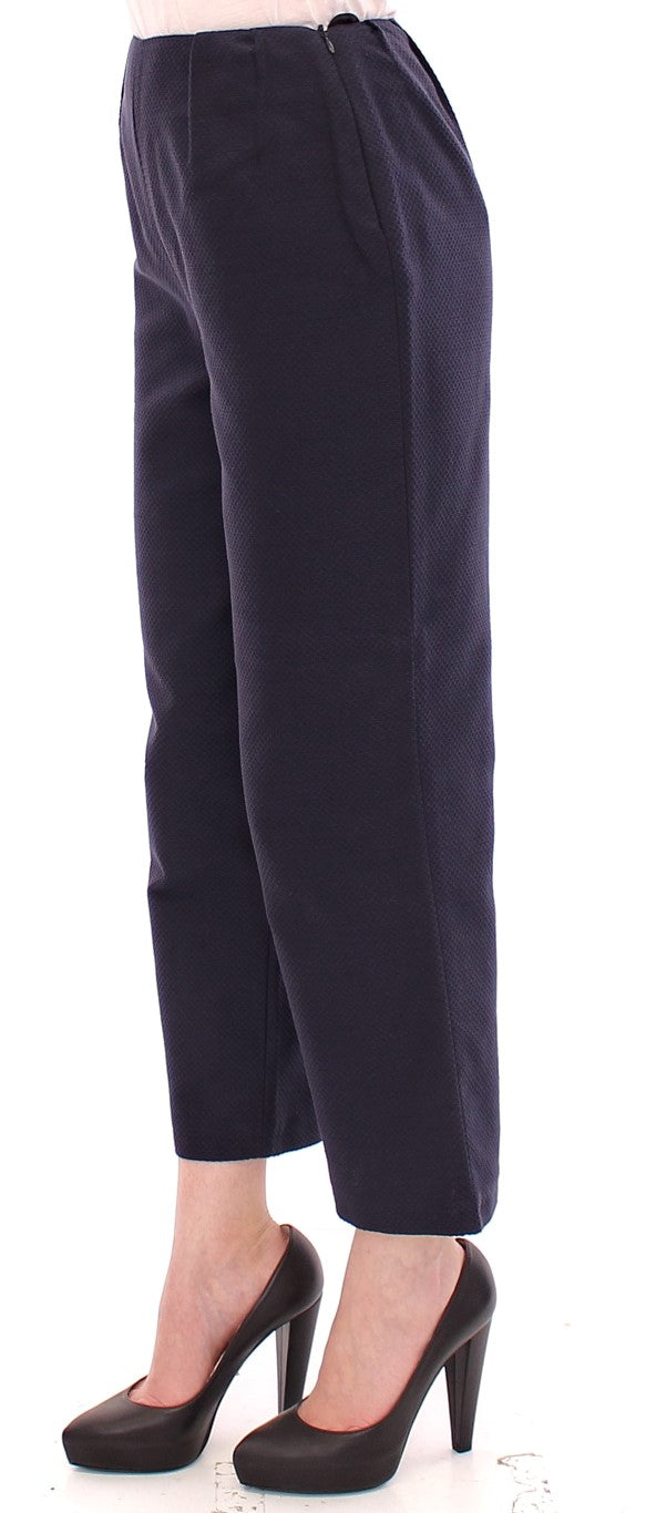 Chic Cropped Blue Pants - Exquisite Craftsmanship - ventzia