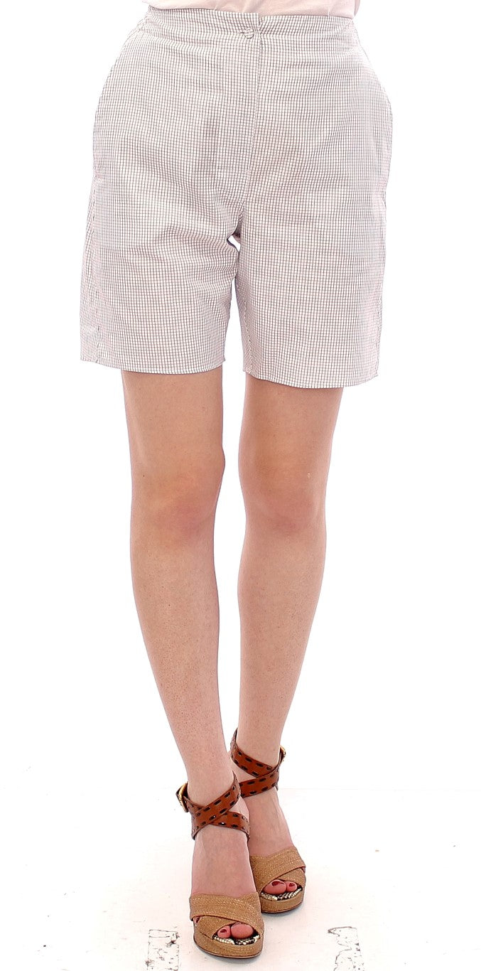 Chic White Checkered Cotton Shorts - ventzia