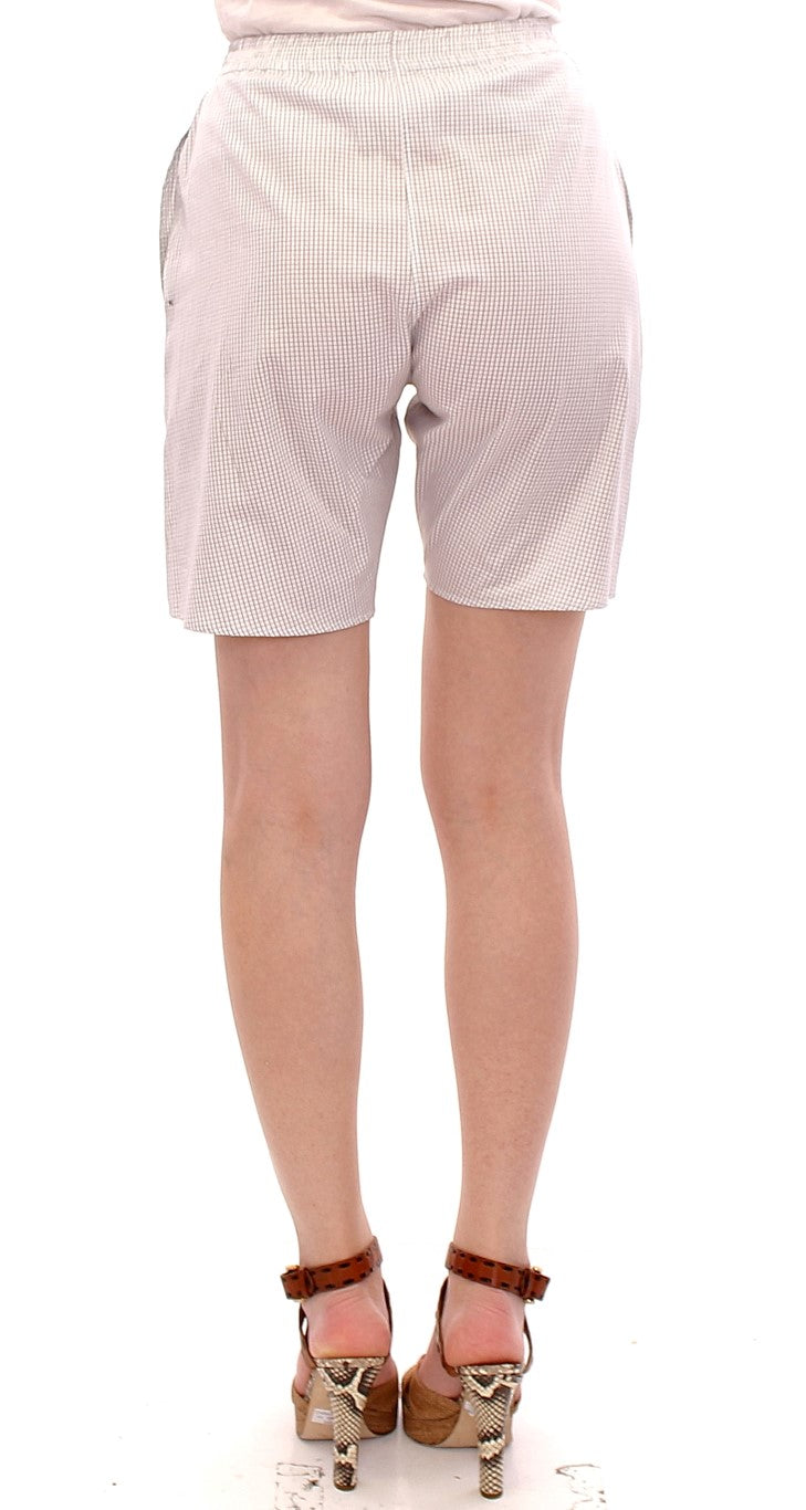 Chic White Checkered Cotton Shorts - ventzia