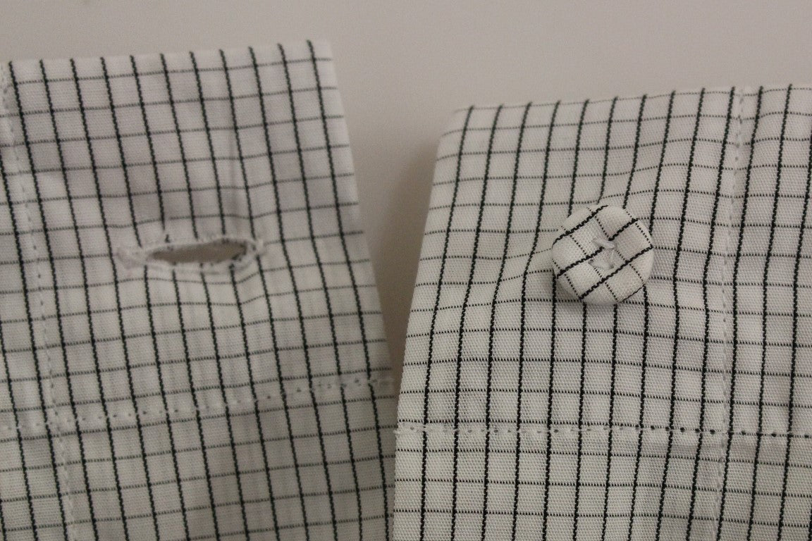 Chic White Checkered Cotton Shorts - ventzia