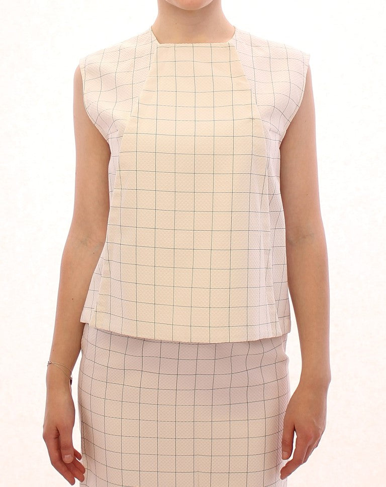 Chic White Sleeveless Cotton Shirt Top - ventzia