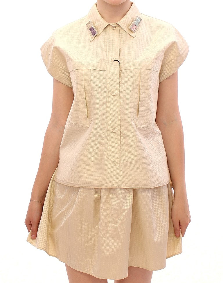 Elegant Beige Blouse Tank Top - ventzia
