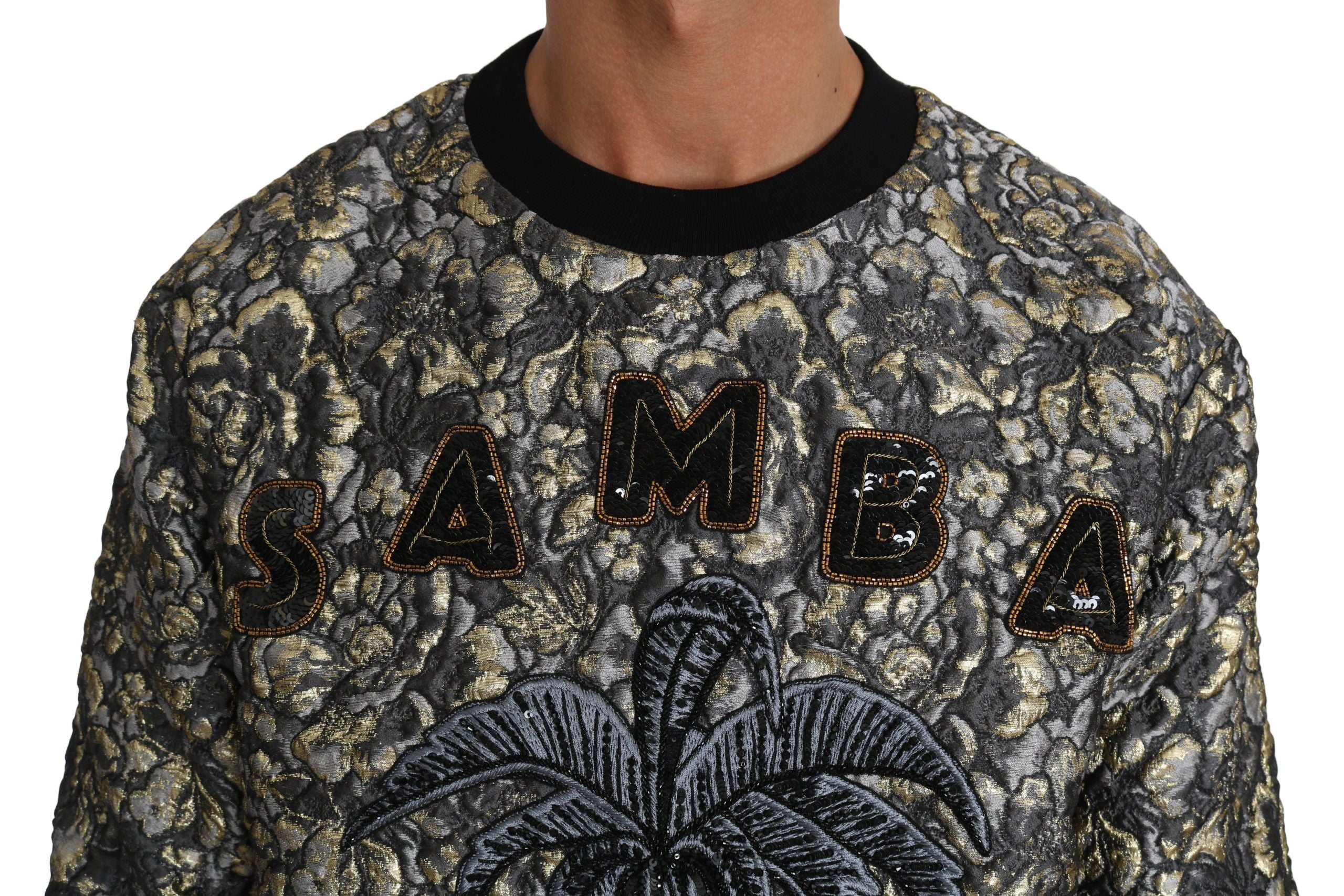 Samba Jacquard Palm Crewneck Sweater - ventzia