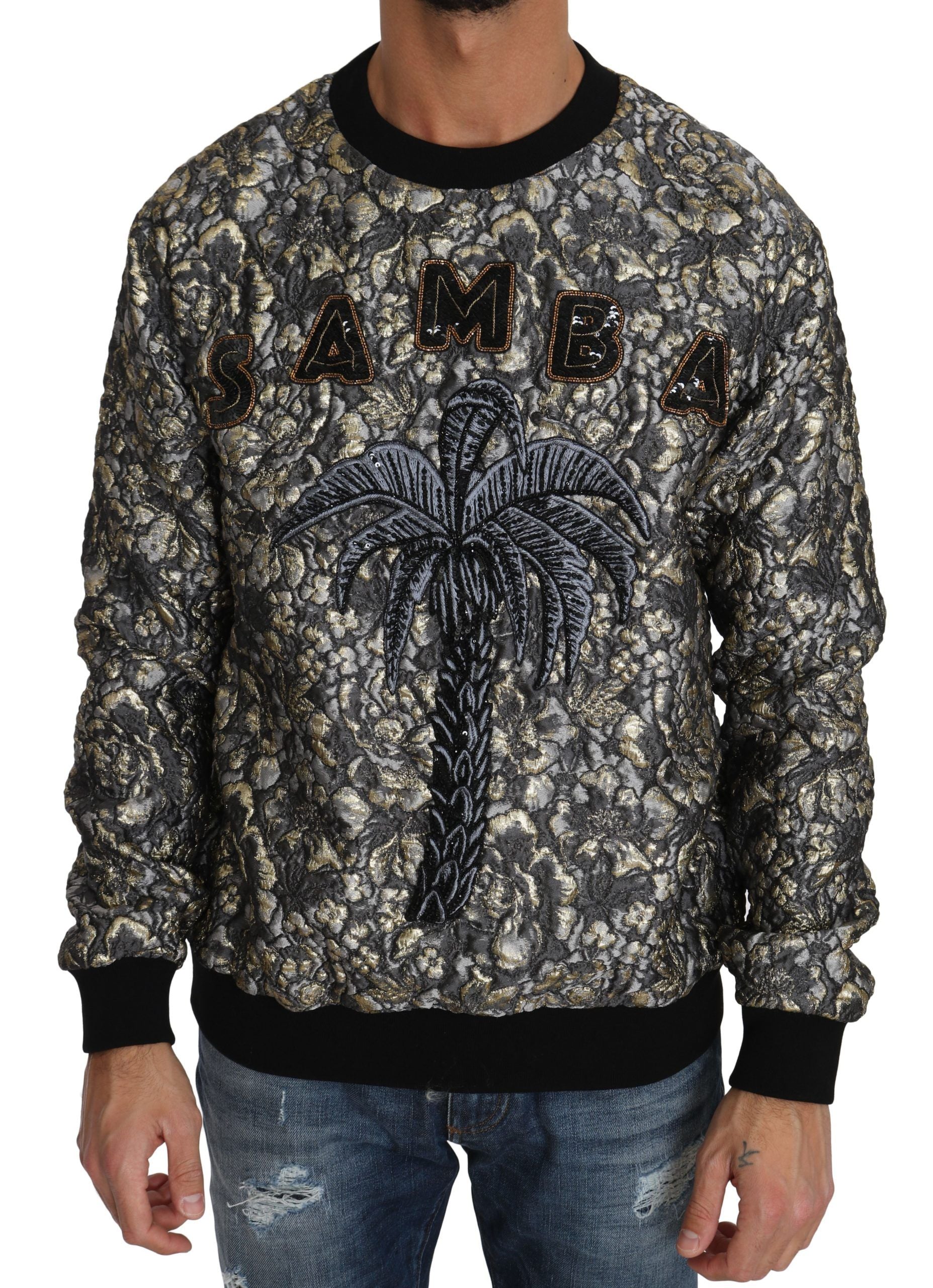 Samba Jacquard Palm Crewneck Sweater - ventzia