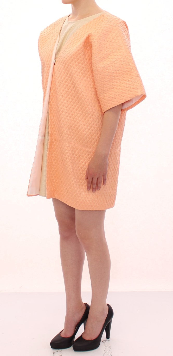 Chic Pink Silk-Blend Short Sleeve Coat - ventzia