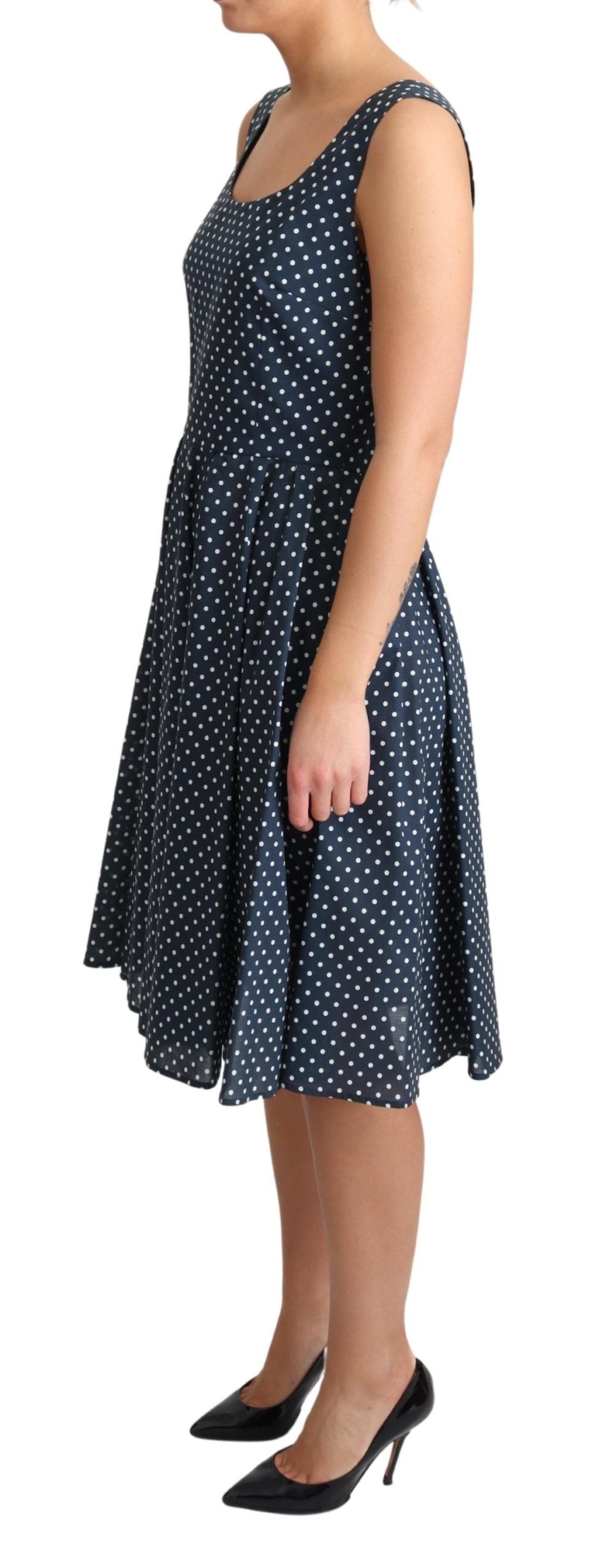 Polka Dot Sleeveless A-Line Dress - ventzia