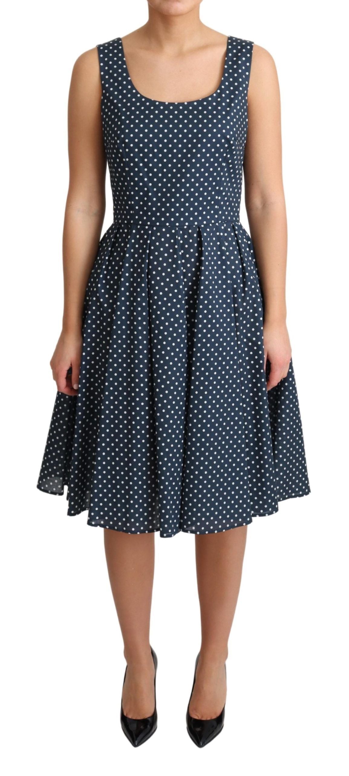 Polka Dot Sleeveless A-Line Dress - ventzia