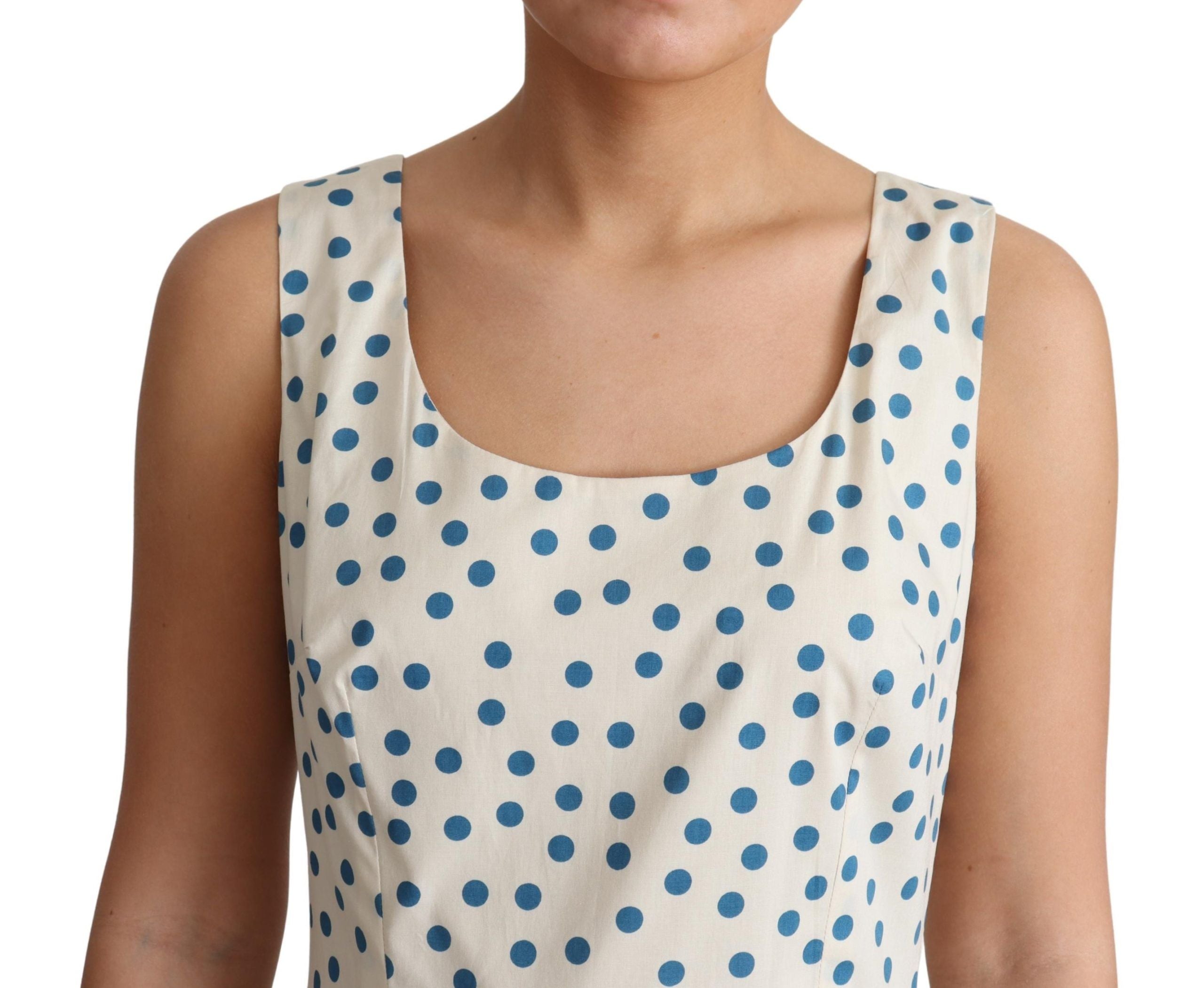 Elegant Beige Polka Dot A-Line Sleeveless Dress - ventzia