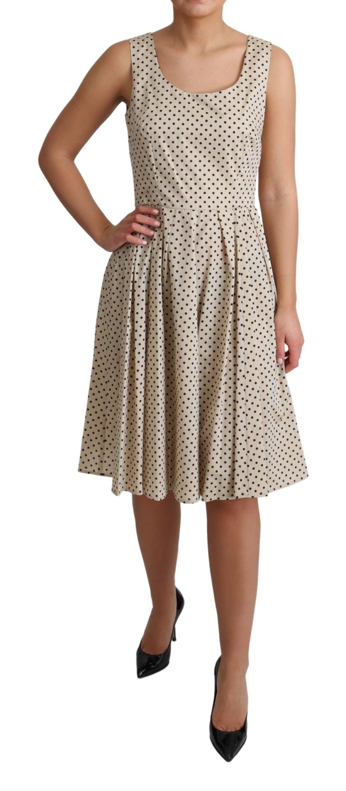 Elegant Polka Dot Sleeveless A-Line Dress - ventzia