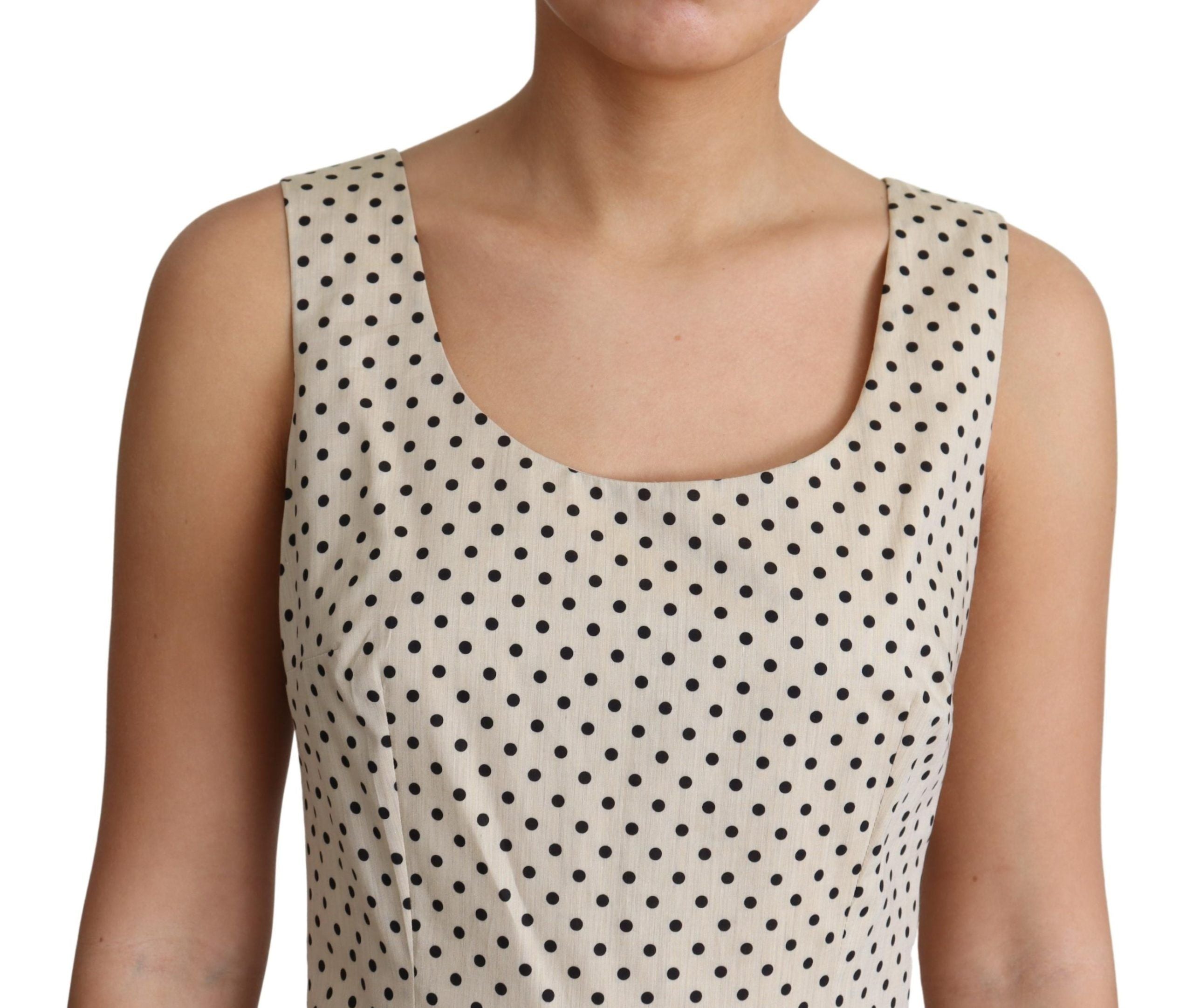Elegant Polka Dot Sleeveless A-Line Dress - ventzia